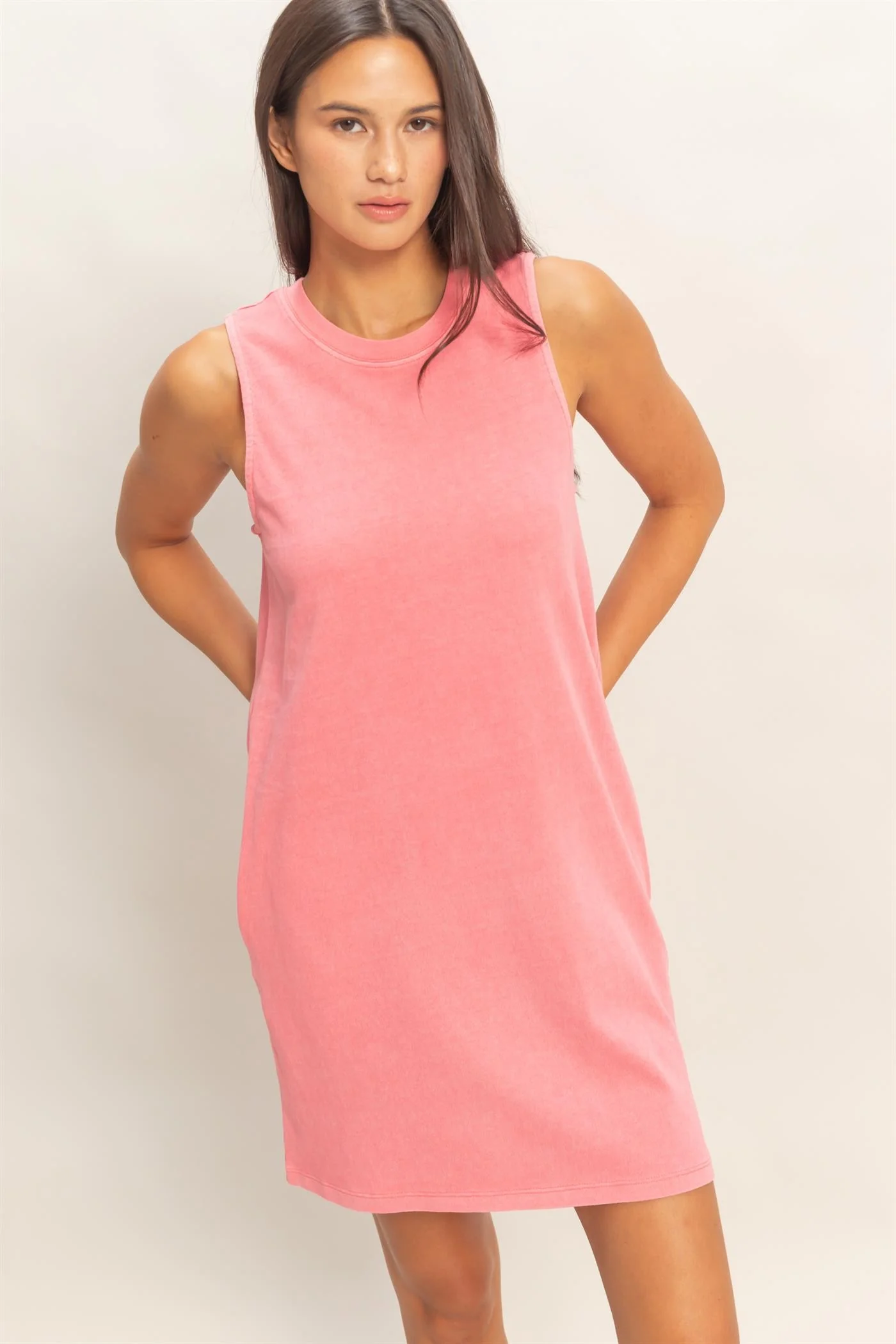 Pink Pigment Dyed Sleeveless Maternity Mini Dres - Image 5