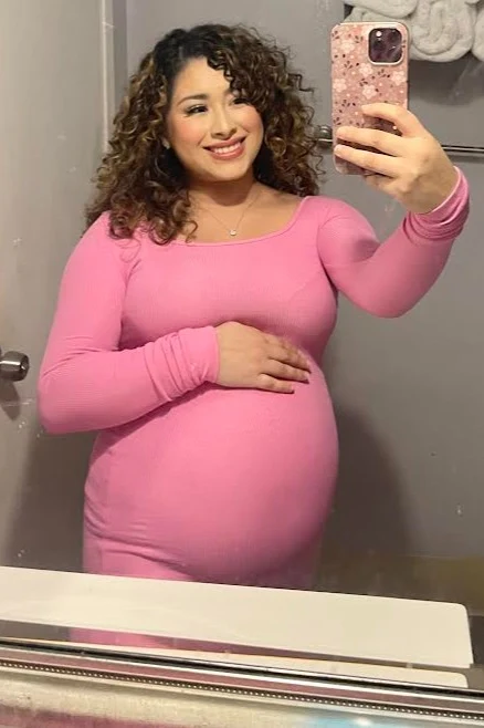 Pink Ribbed Long Sleeve Square Neck Maternity Maxi Dress - Image 13