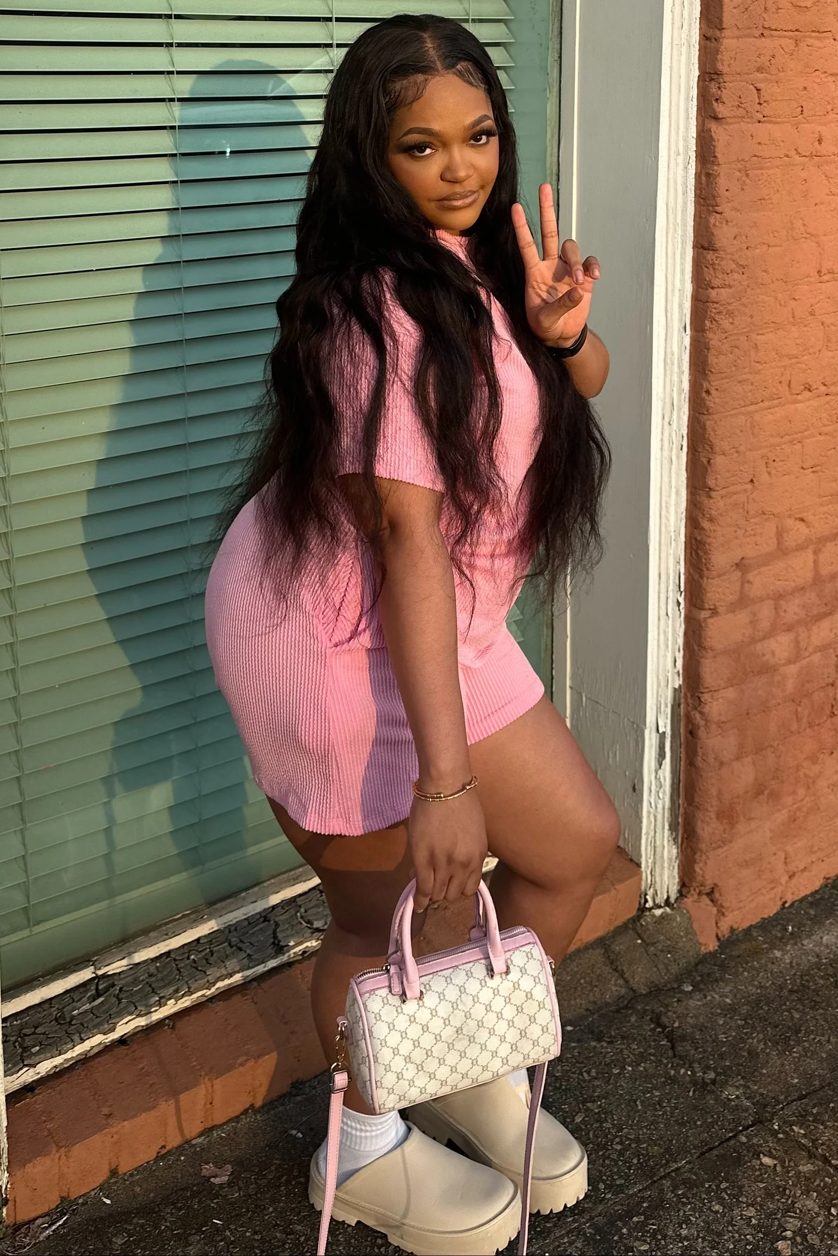 Pink Ribbed Short Sleeve Pajama Set - Image 5