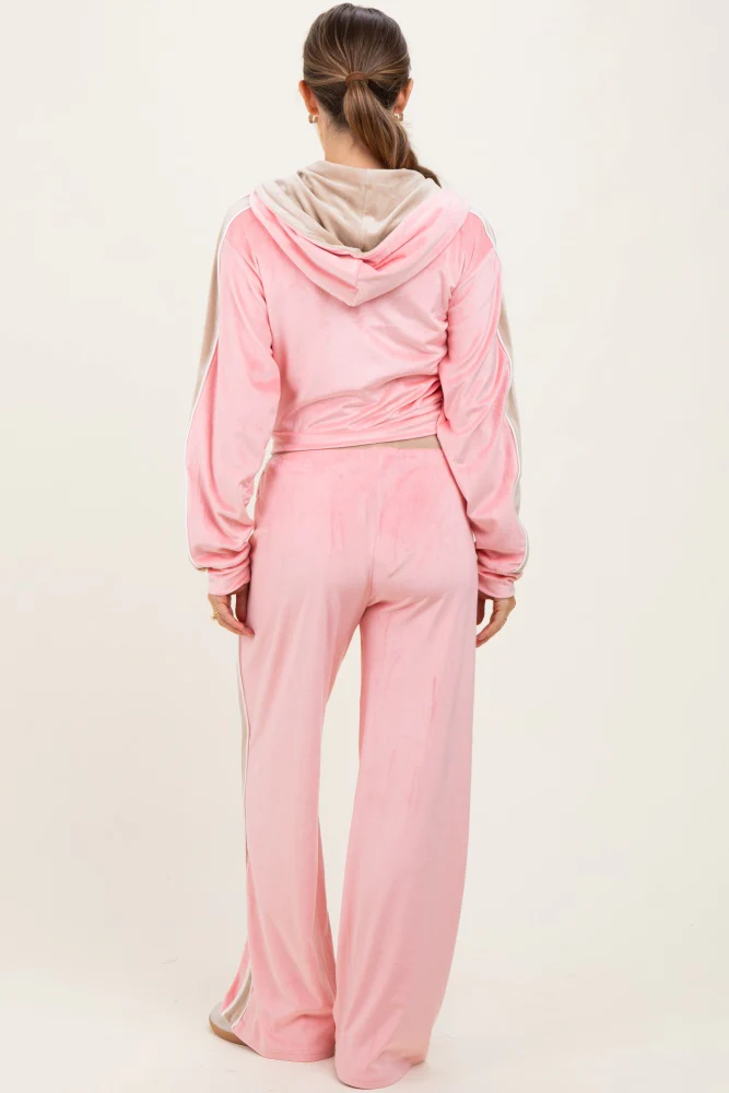 Pink Velour Tracksuit Maternity Set - Image 5