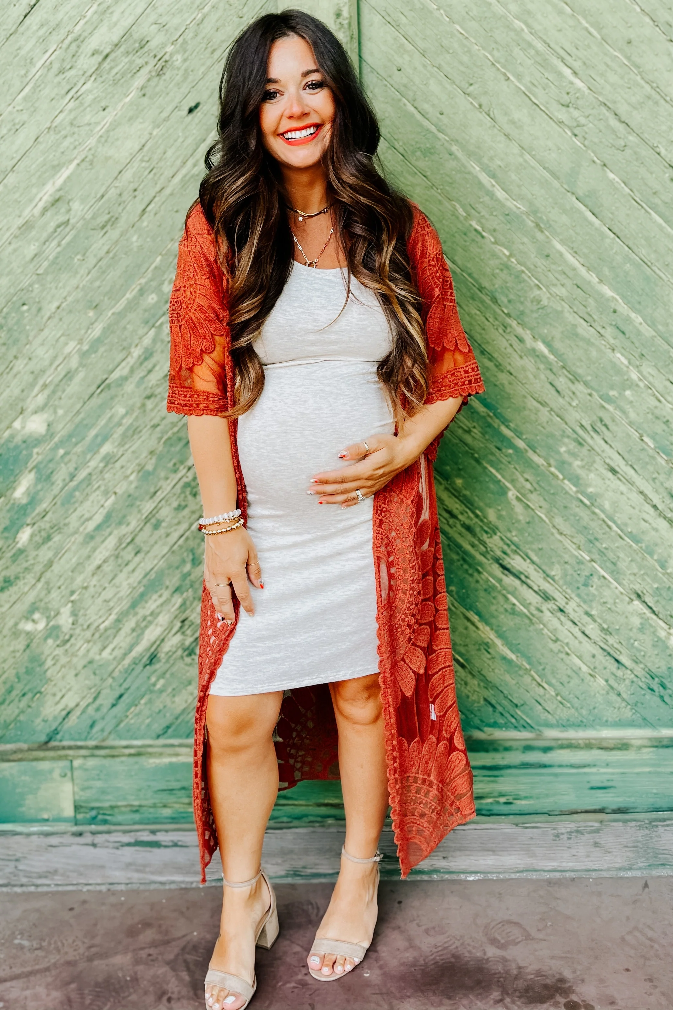 PinkBlush Beige Sleeveless Ruched Fitted Maternity Dress - Image 4