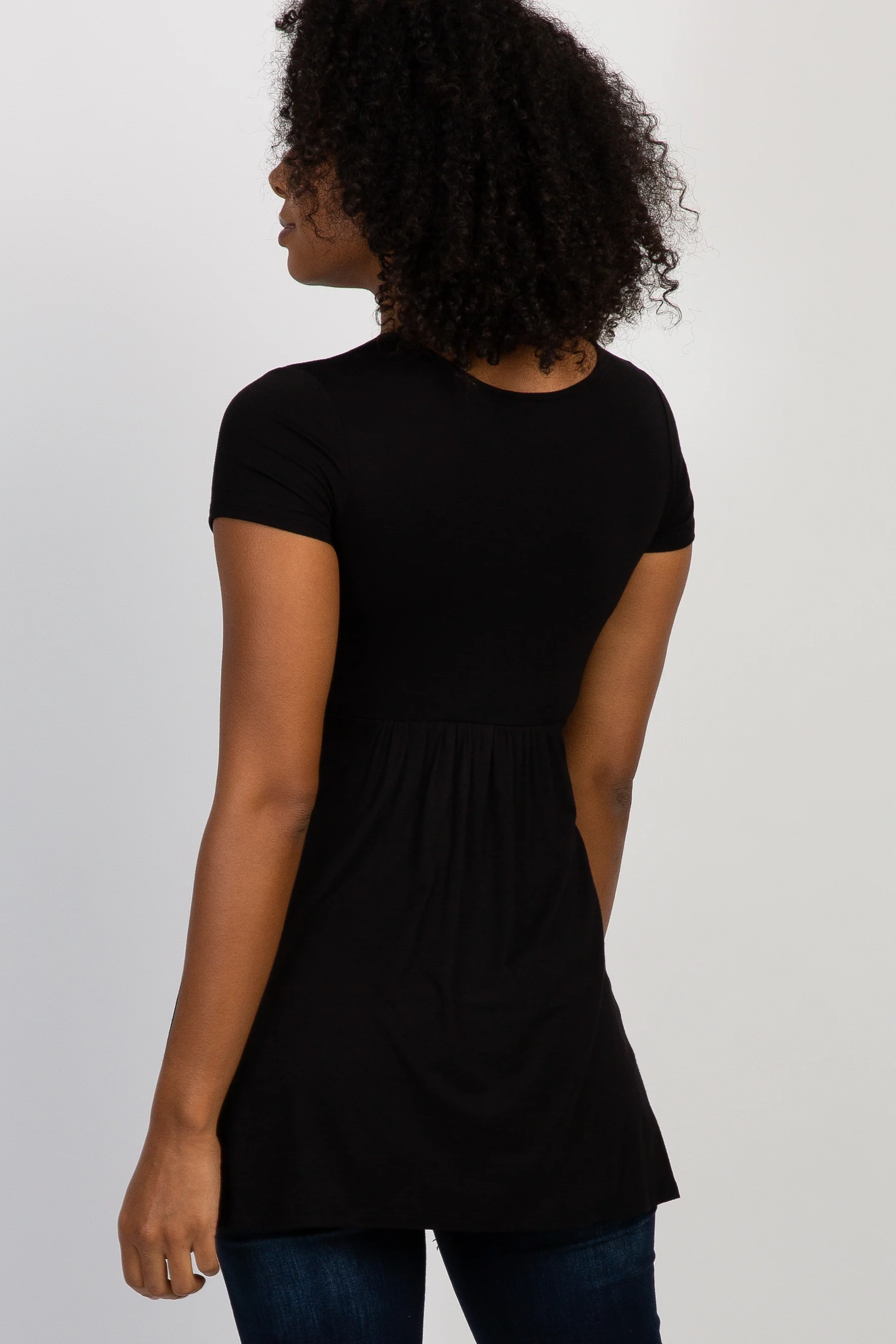 PinkBlush Black Draped Front Nursing Top - Image 3