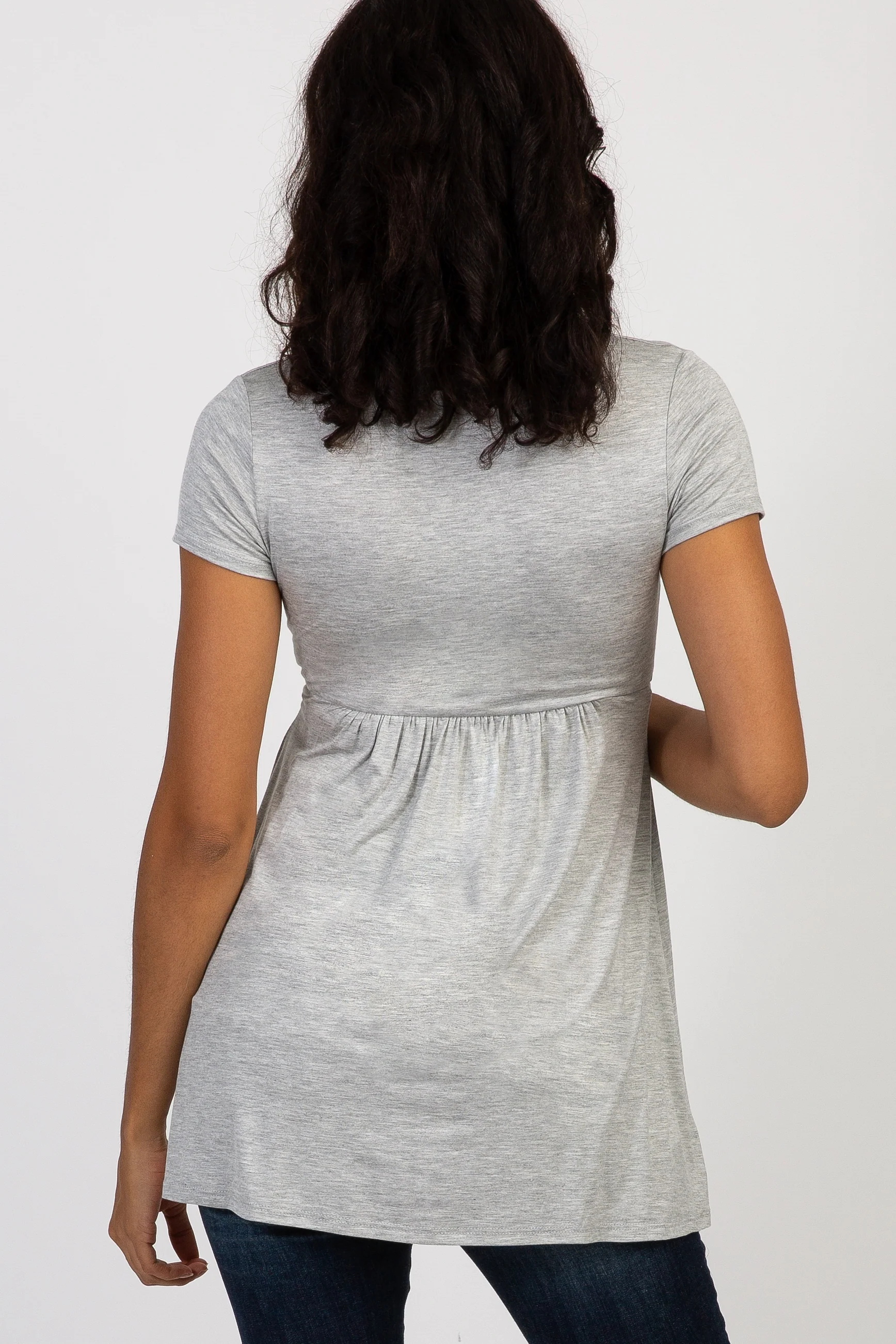 PinkBlush Grey Draped Front Maternity/Nursing Top - Image 3