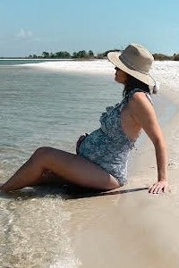 PinkBlush Lavender Floral Ruffle Maternity One-Piece Swimsuit - Image 7