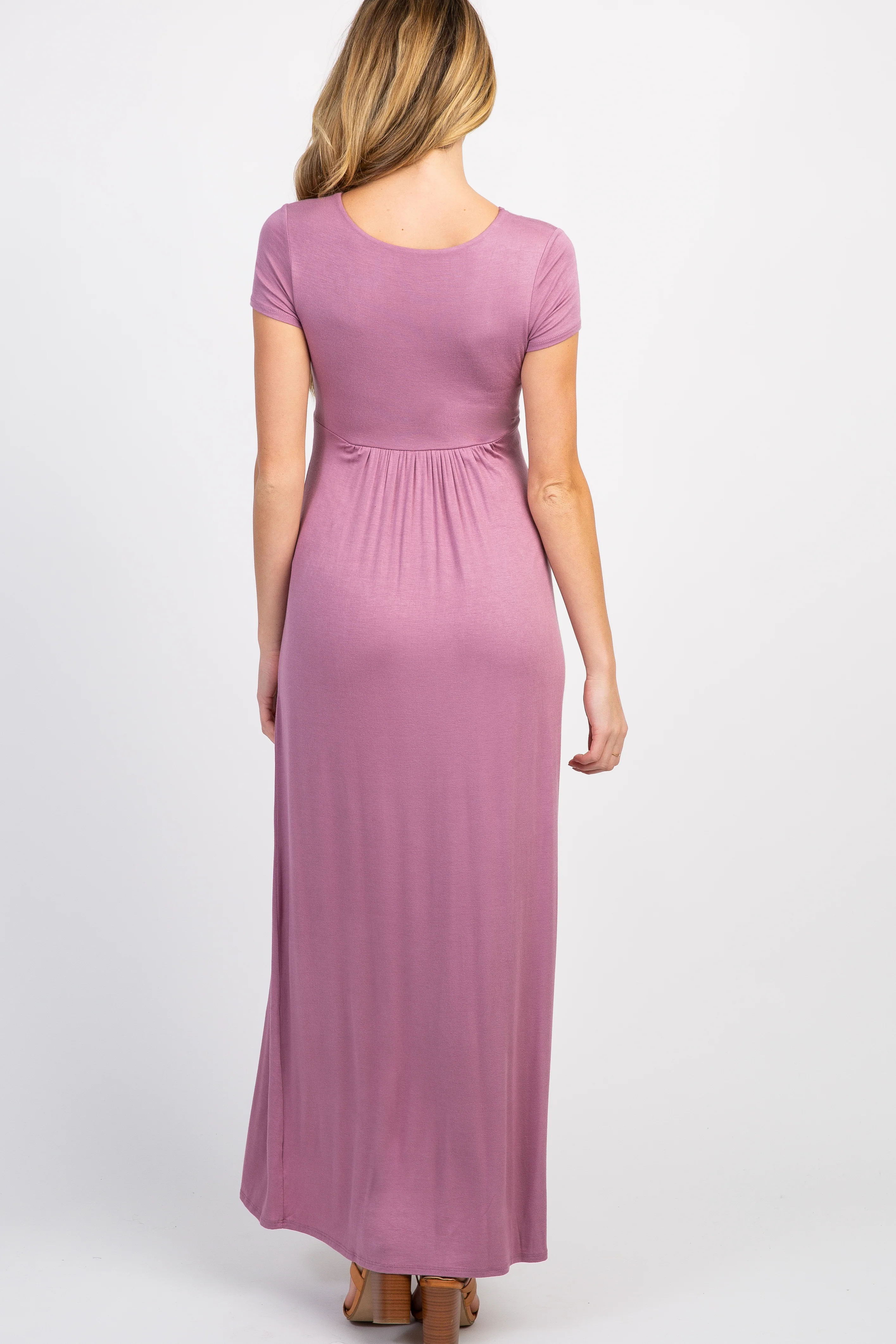PinkBlush Mauve Draped Maternity/Nursing Maxi Dress - Image 3
