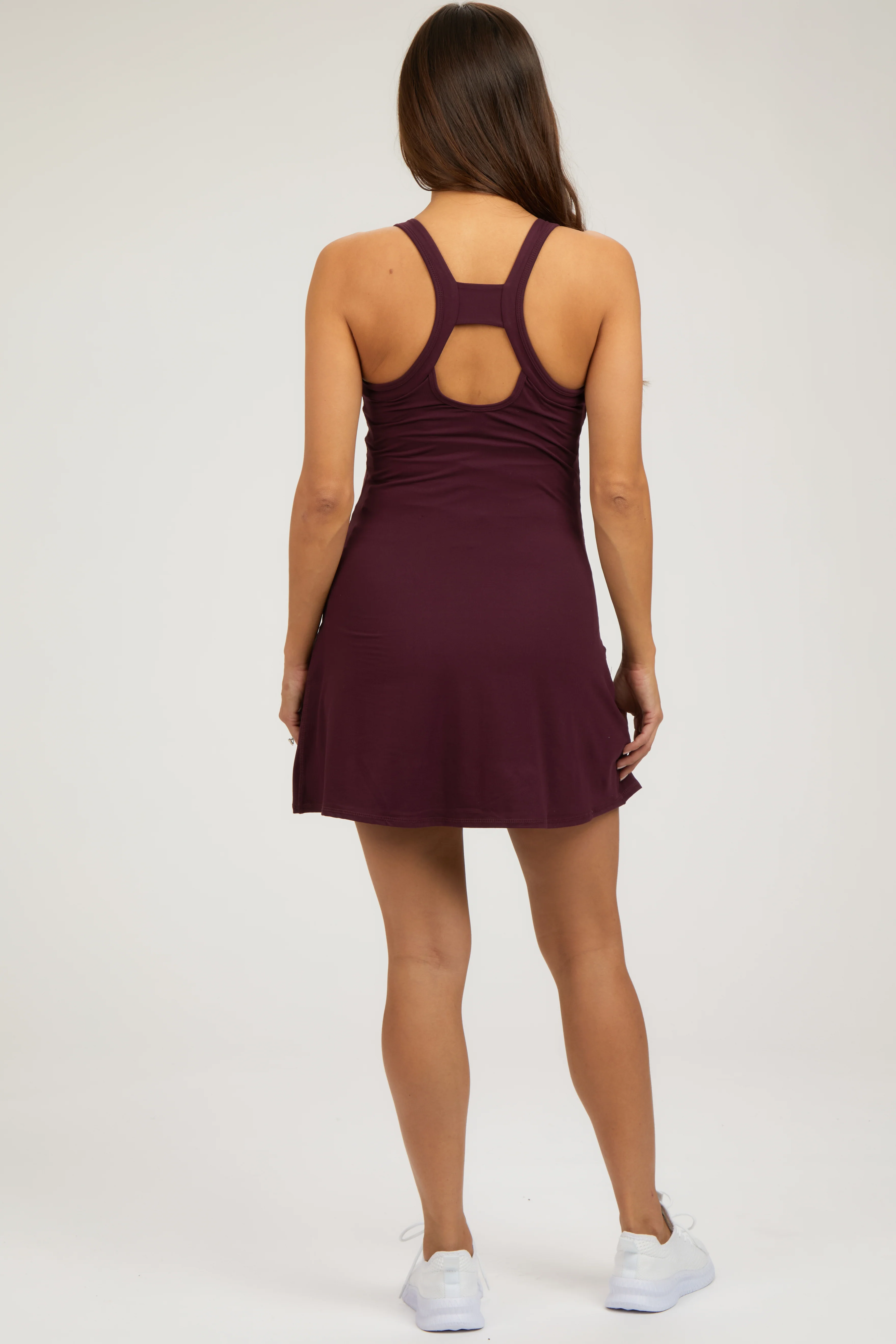 Plum Tennis Racerback Maternity Romper Dress - Image 3