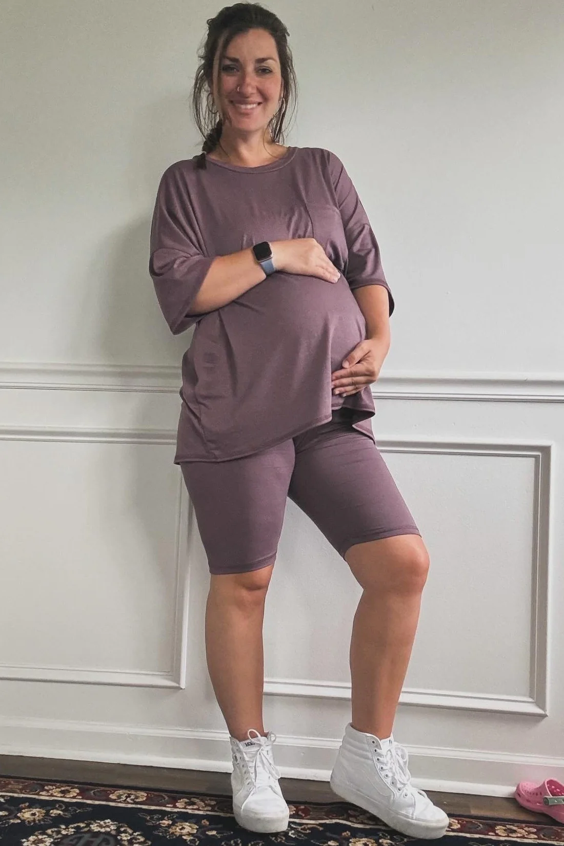 Purple Biker Short Maternity Sleep Set - Image 7