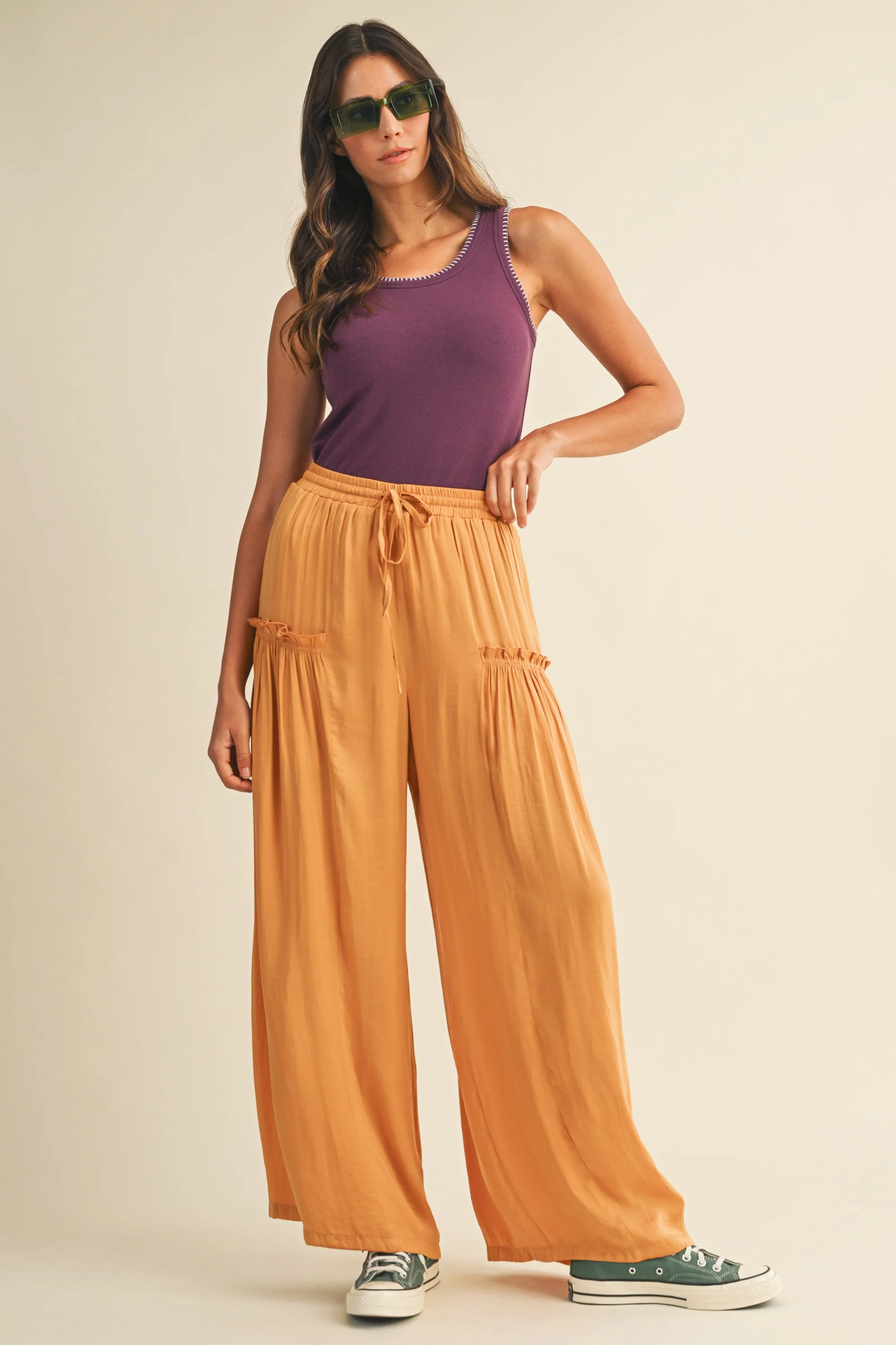 Purple Brushed Knit Stitch Detail Tank Top - Image 6