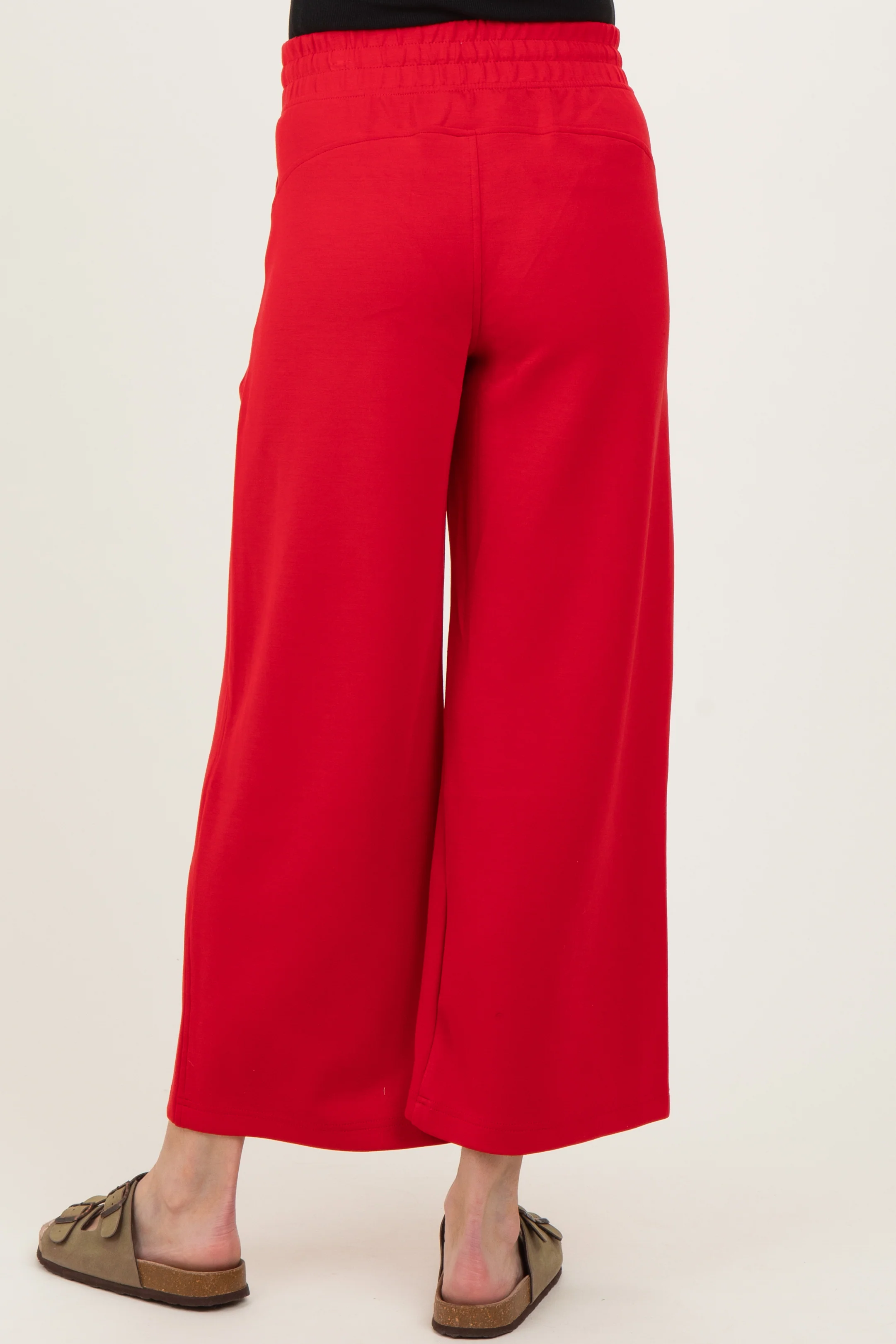 Red Ankle Wide Leg Maternity Lounge Pants - Image 5