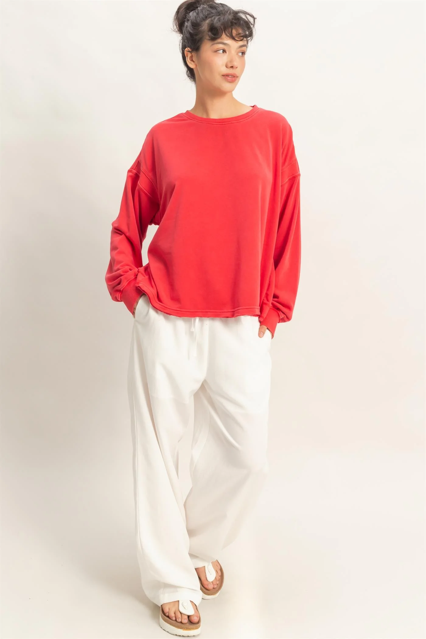 Red Oversized Cutout Back Sweatshirt - Image 5