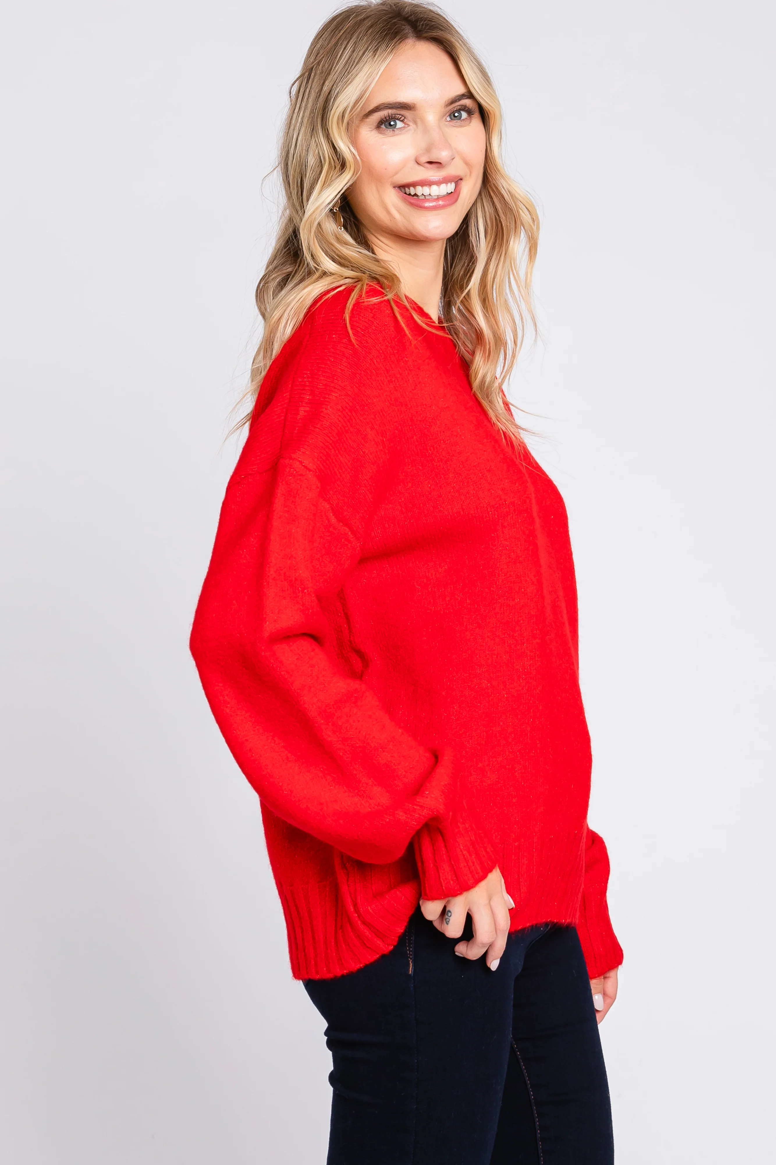 Red Ribbed Cuff Sweater - Image 2