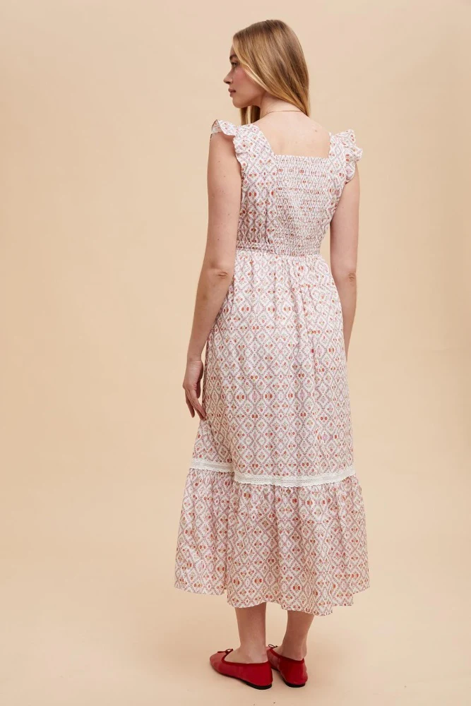 Red Roses Cotton Floral Maxi Dress - Image 3