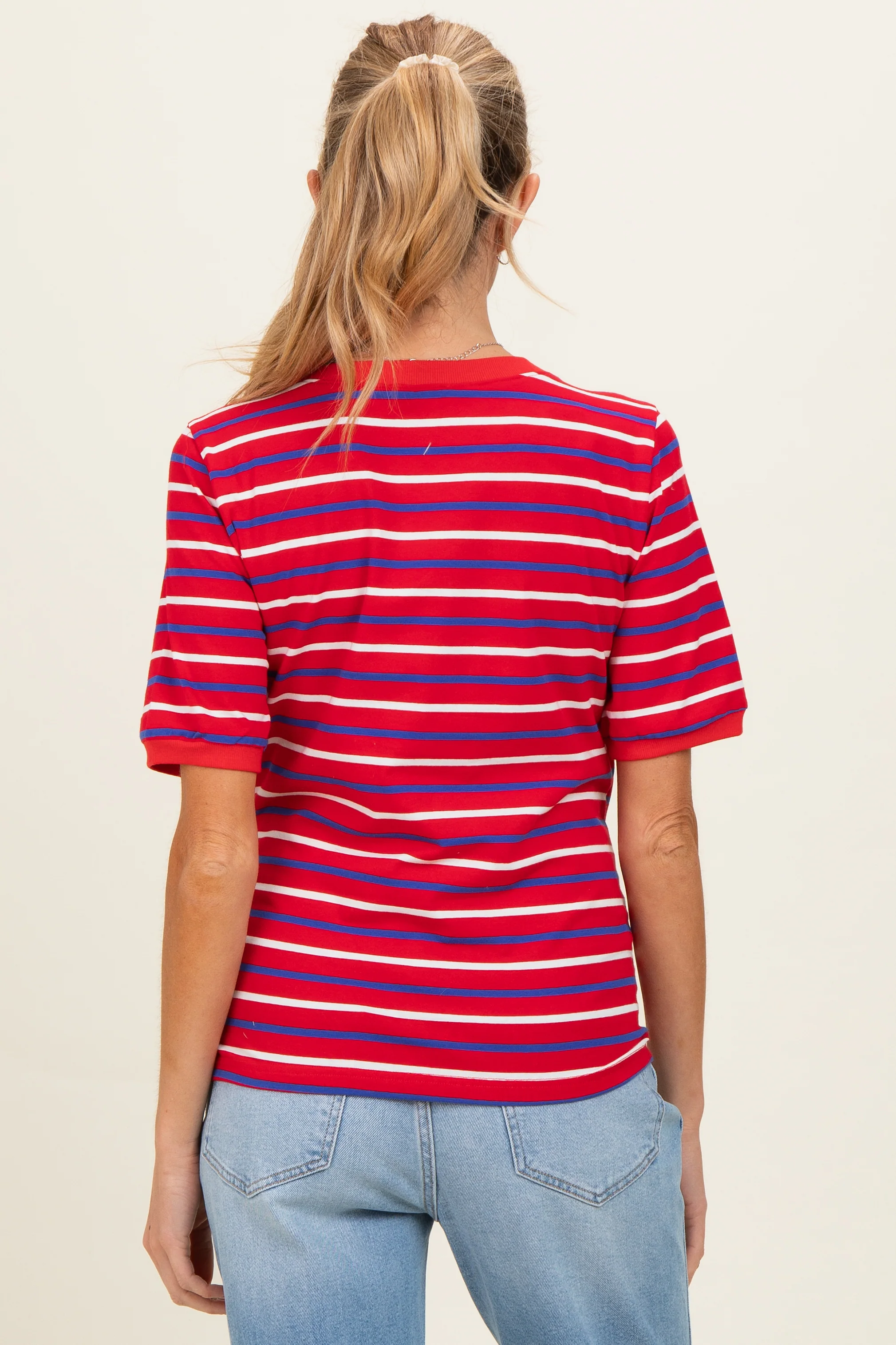 Red Striped Maternity Short Sleeve Top - Image 3