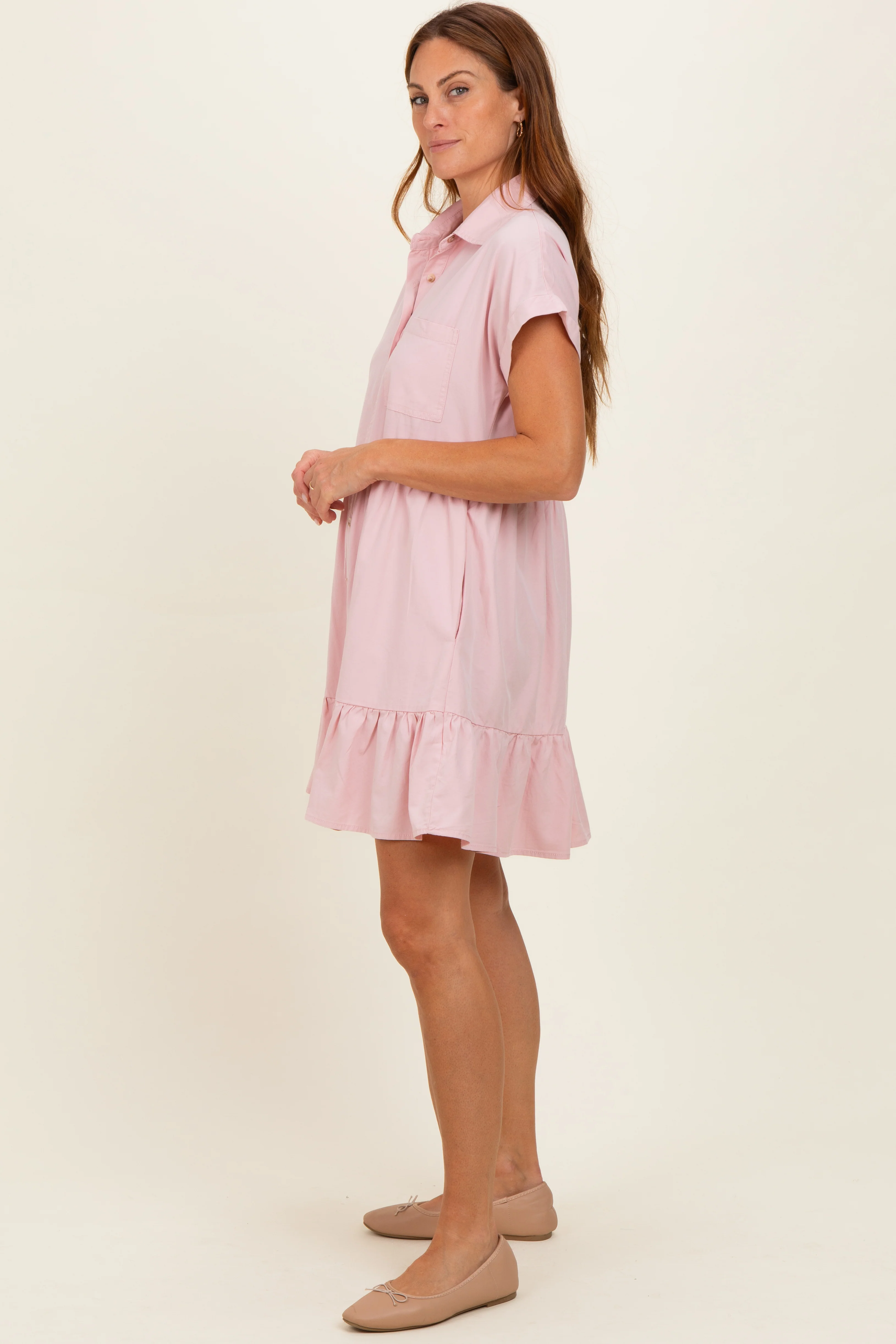 Rose Quartz Button Down Mini Dress - Image 3