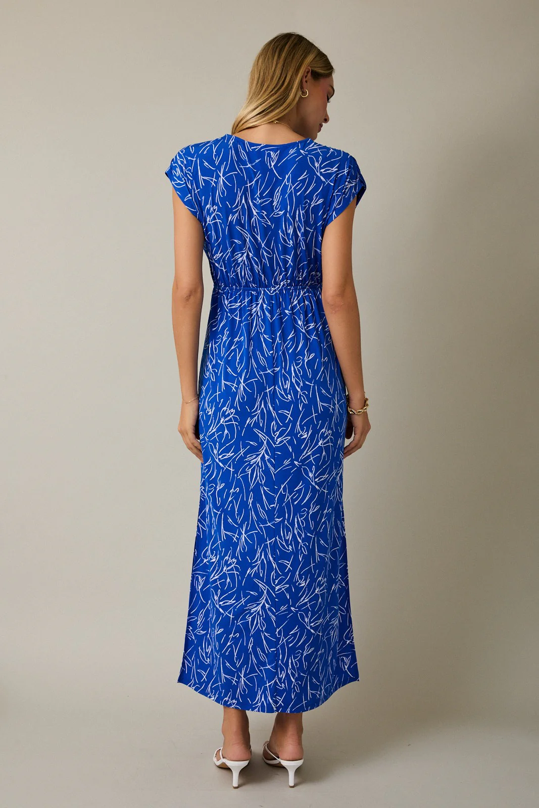 Royal Blue Printed Wrap Maxi Dress - Image 4