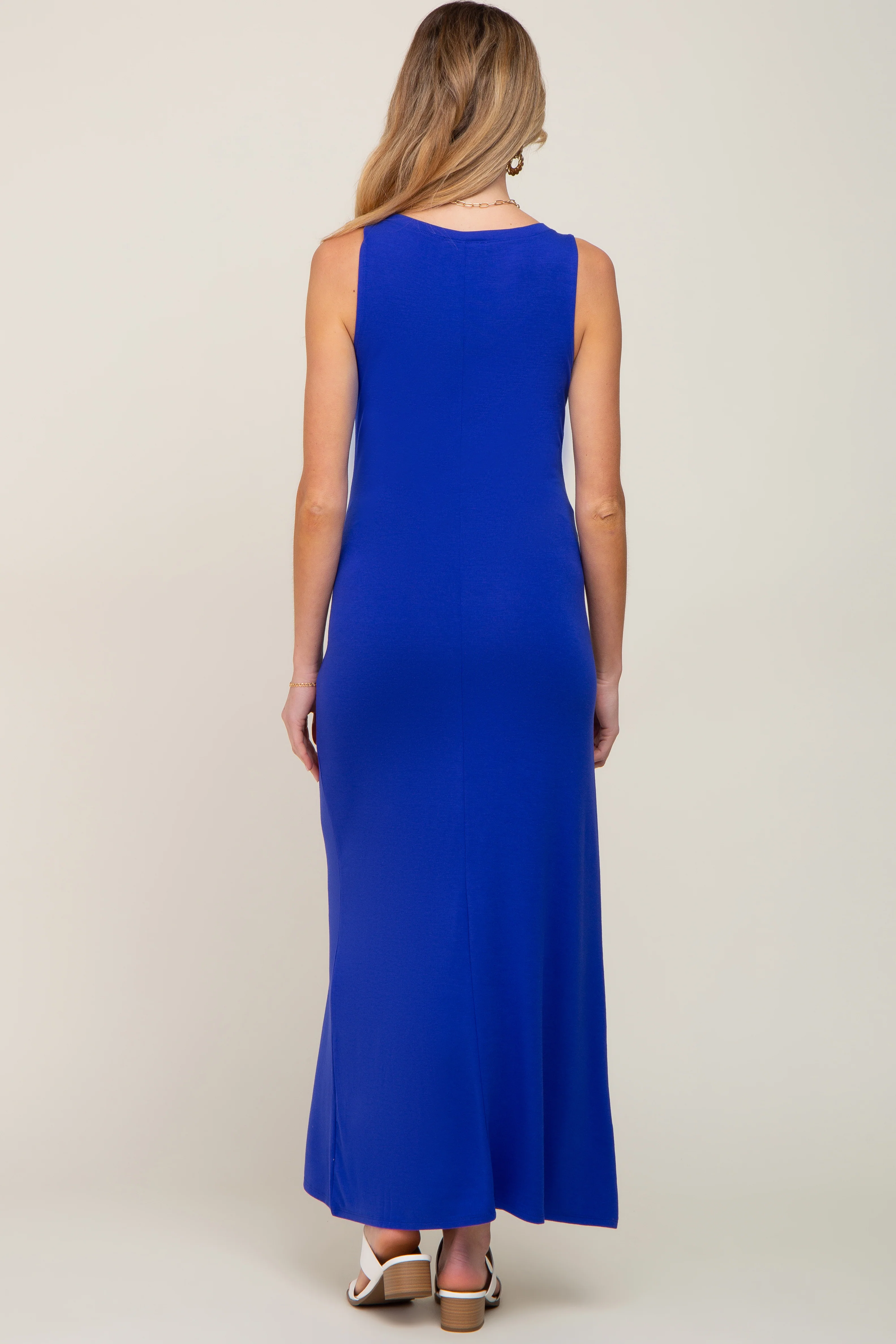 Royal Sleeveless Maternity Maxi Dress - Image 4
