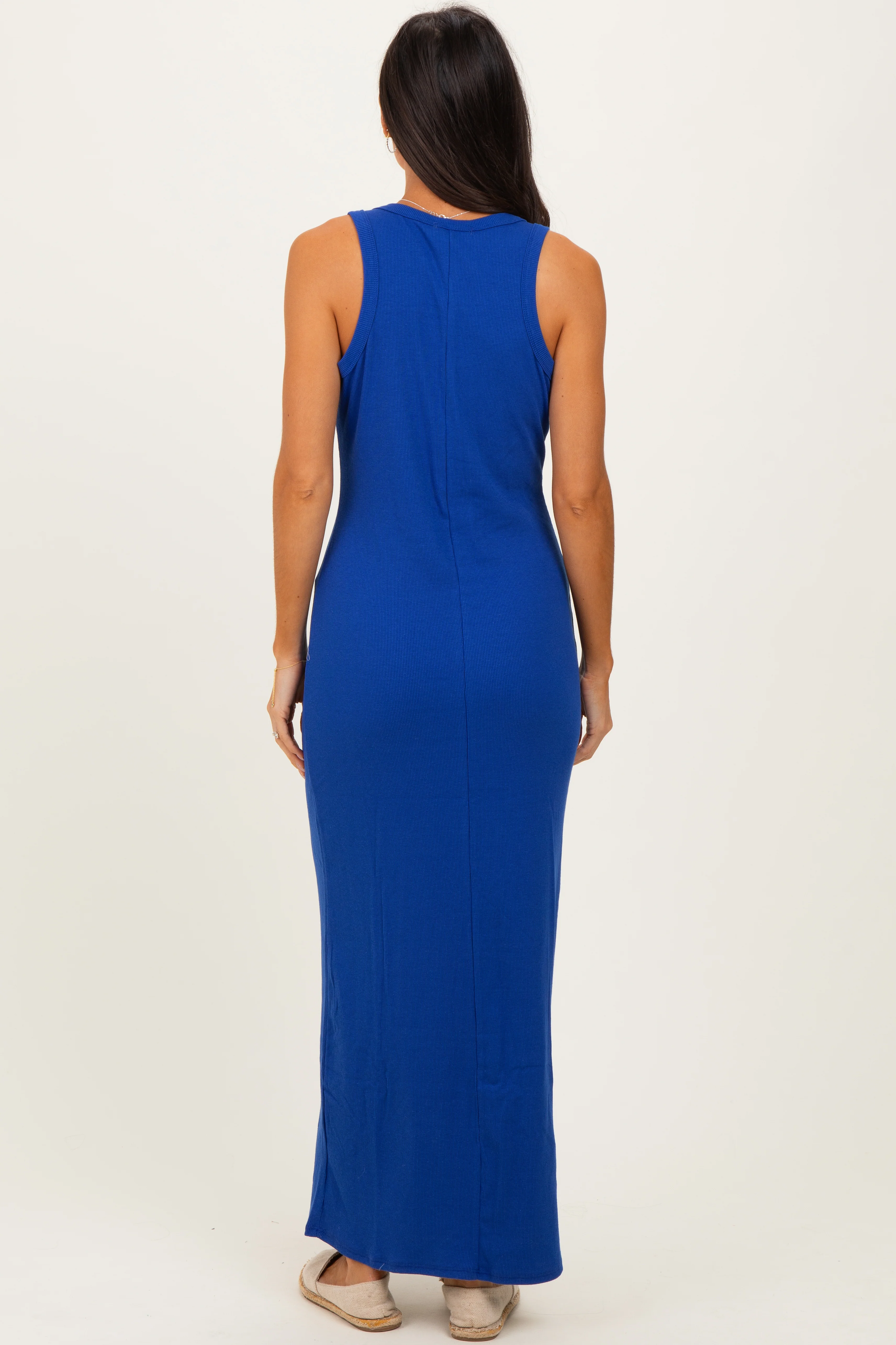 Royal Sleeveless Ribbed Maxi Dress - Image 4