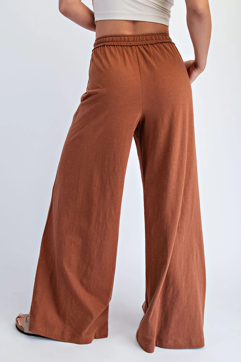 Rust Drawstring Wide Leg Lounge Pant - Image 5