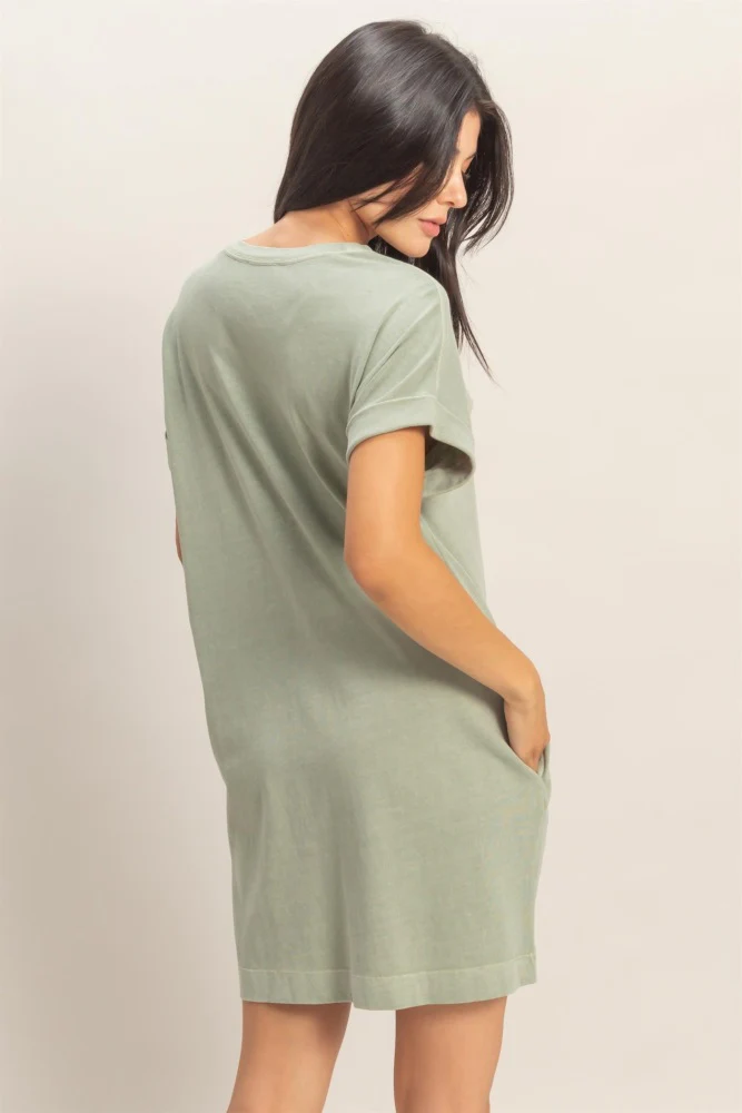 Sage Green T-Shirt Mini Dress - Image 4