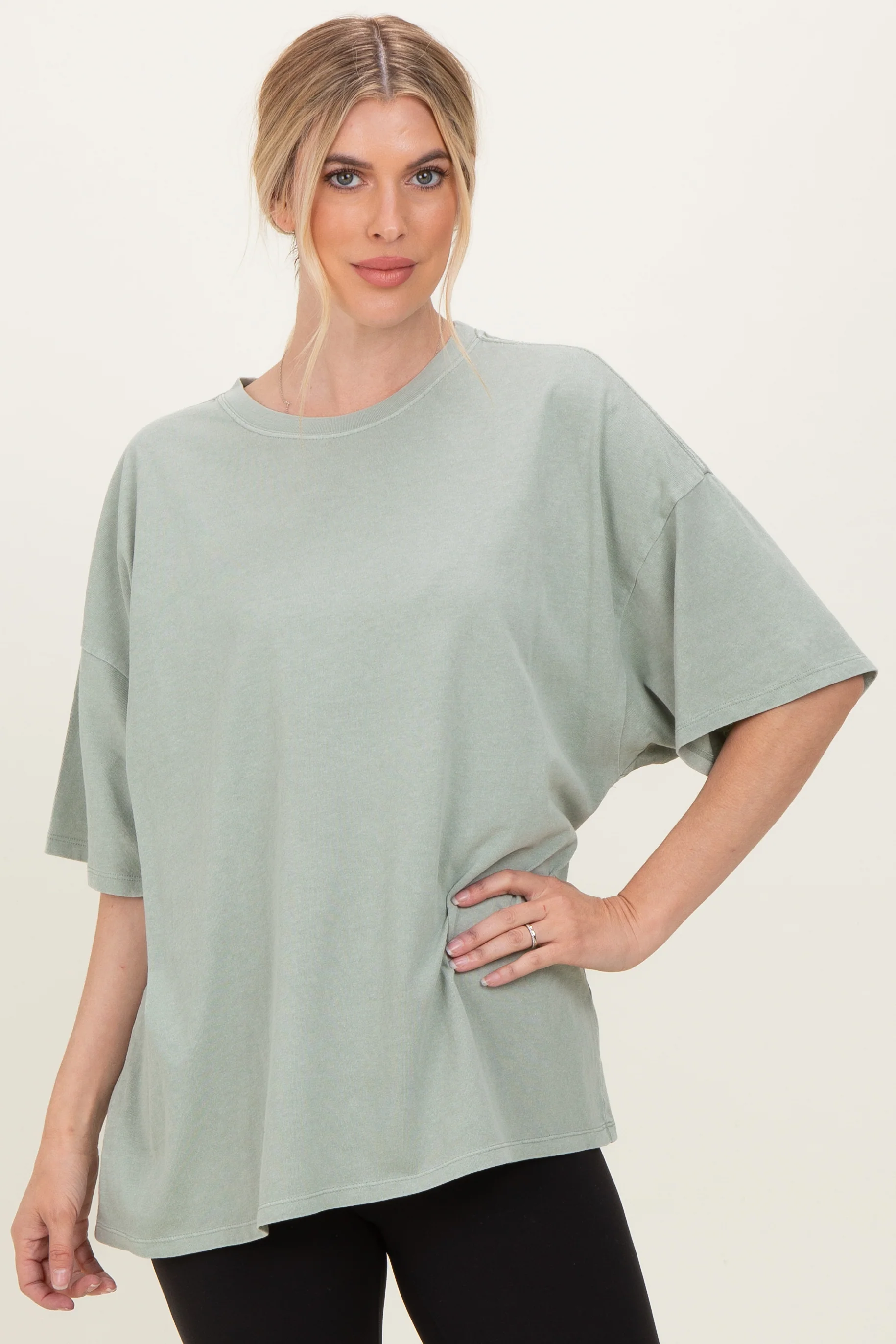 Sage Oversized Mineral Wash T-Shirt - Image 5