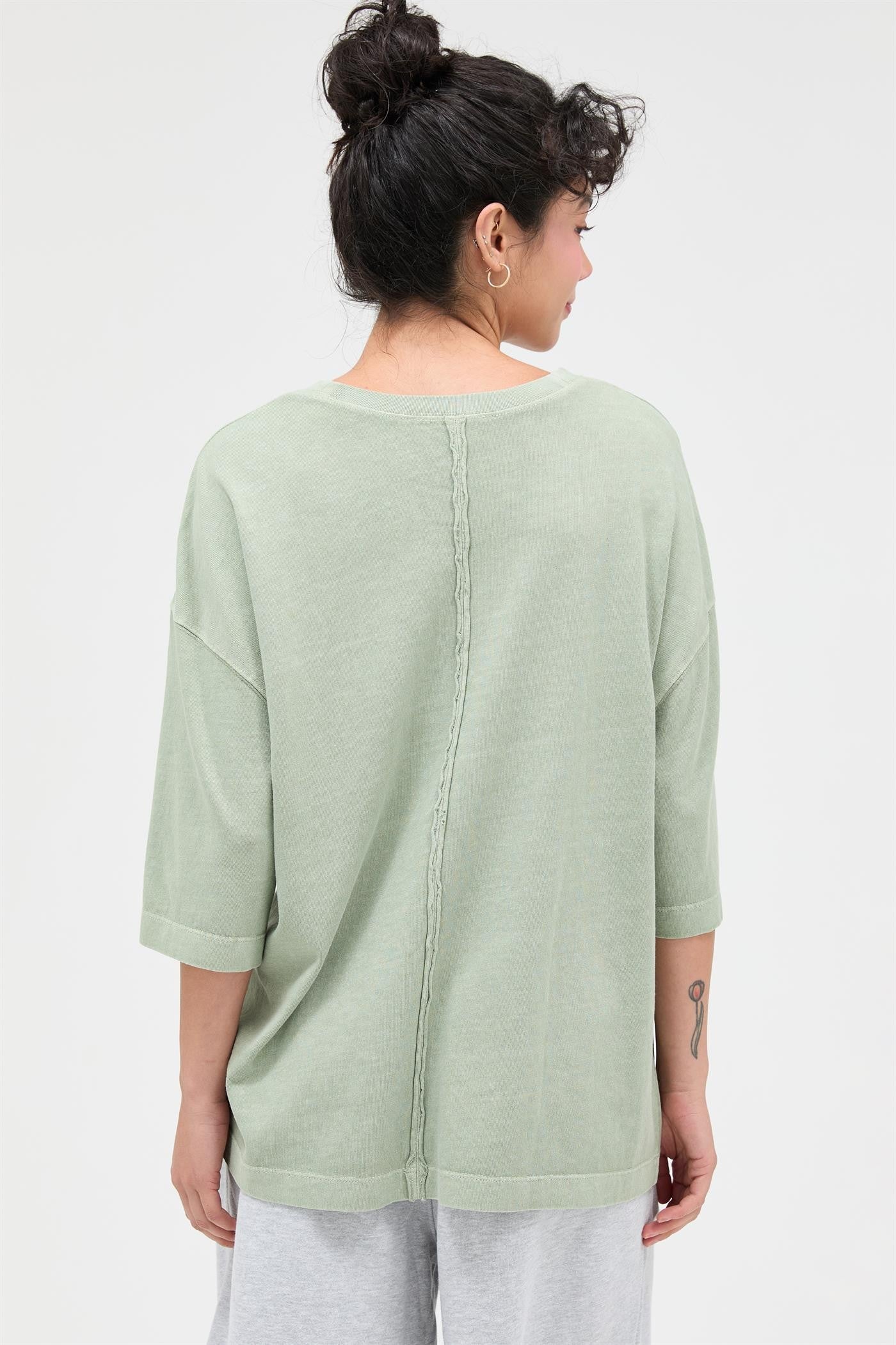 Sage Pigment Oversized Half-Sleeve T-Shirt - Image 3