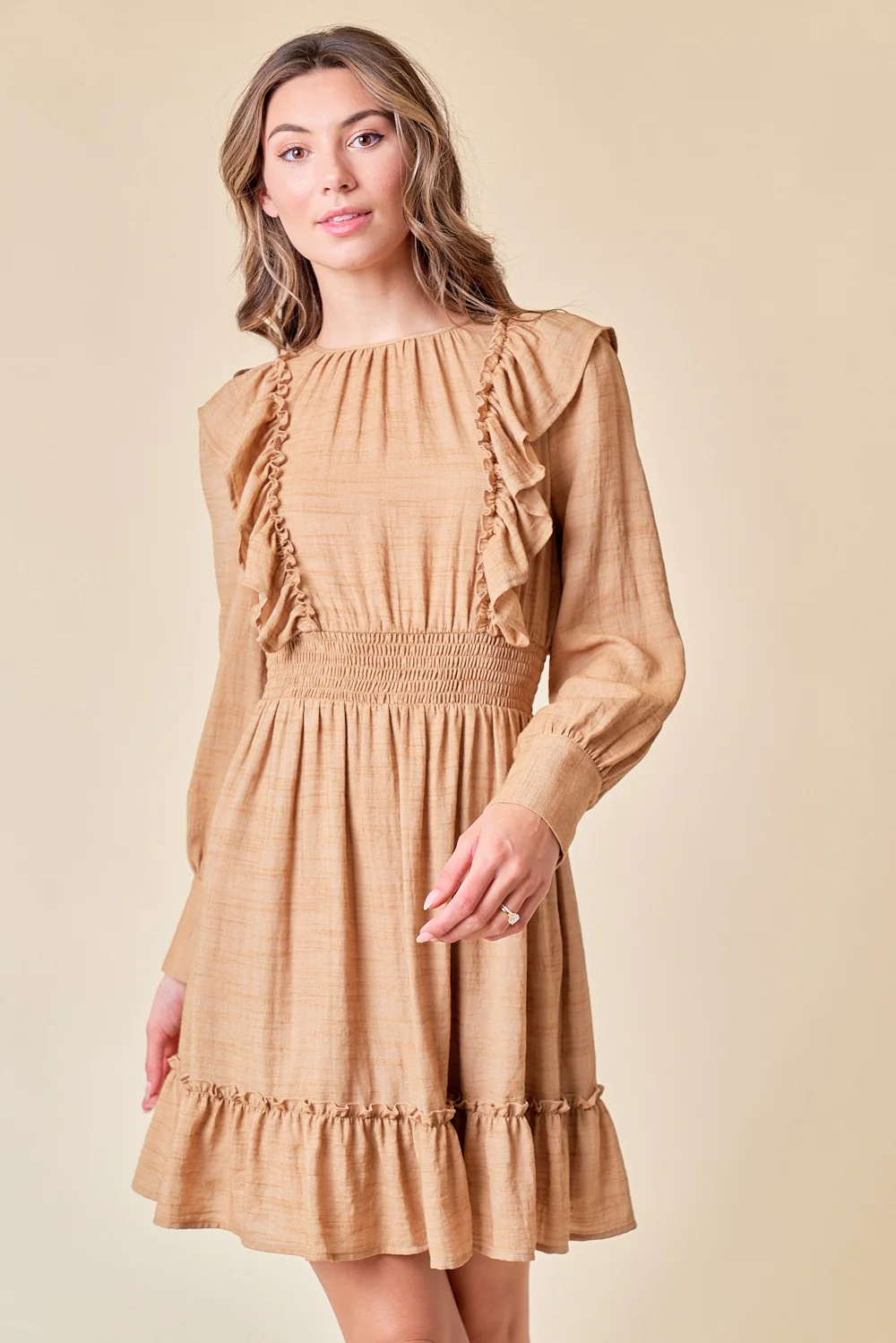 Sand Ruffle Woven Dress - Image 2