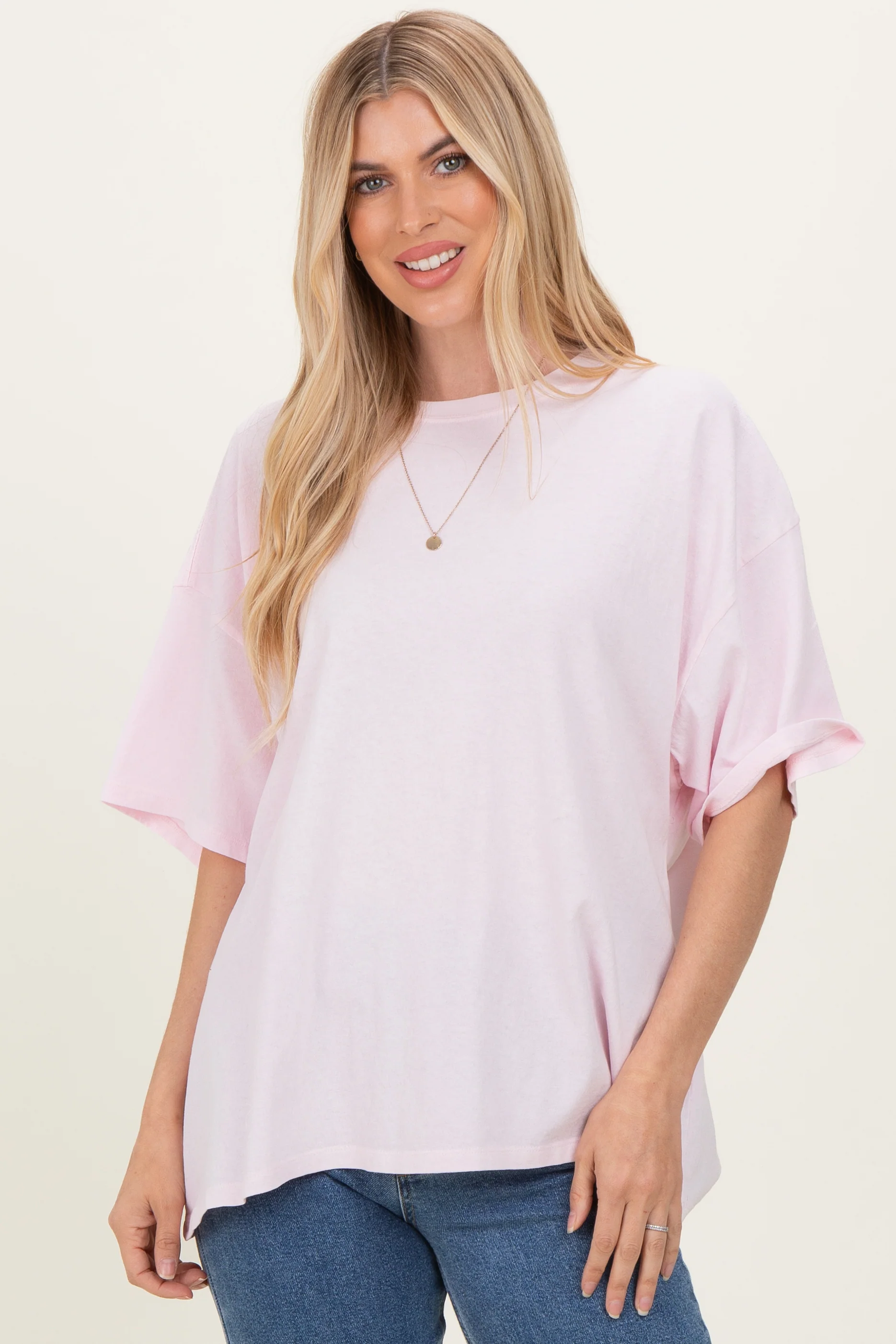 Soft Pink Oversized Mineral Wash T-Shirt - Image 5