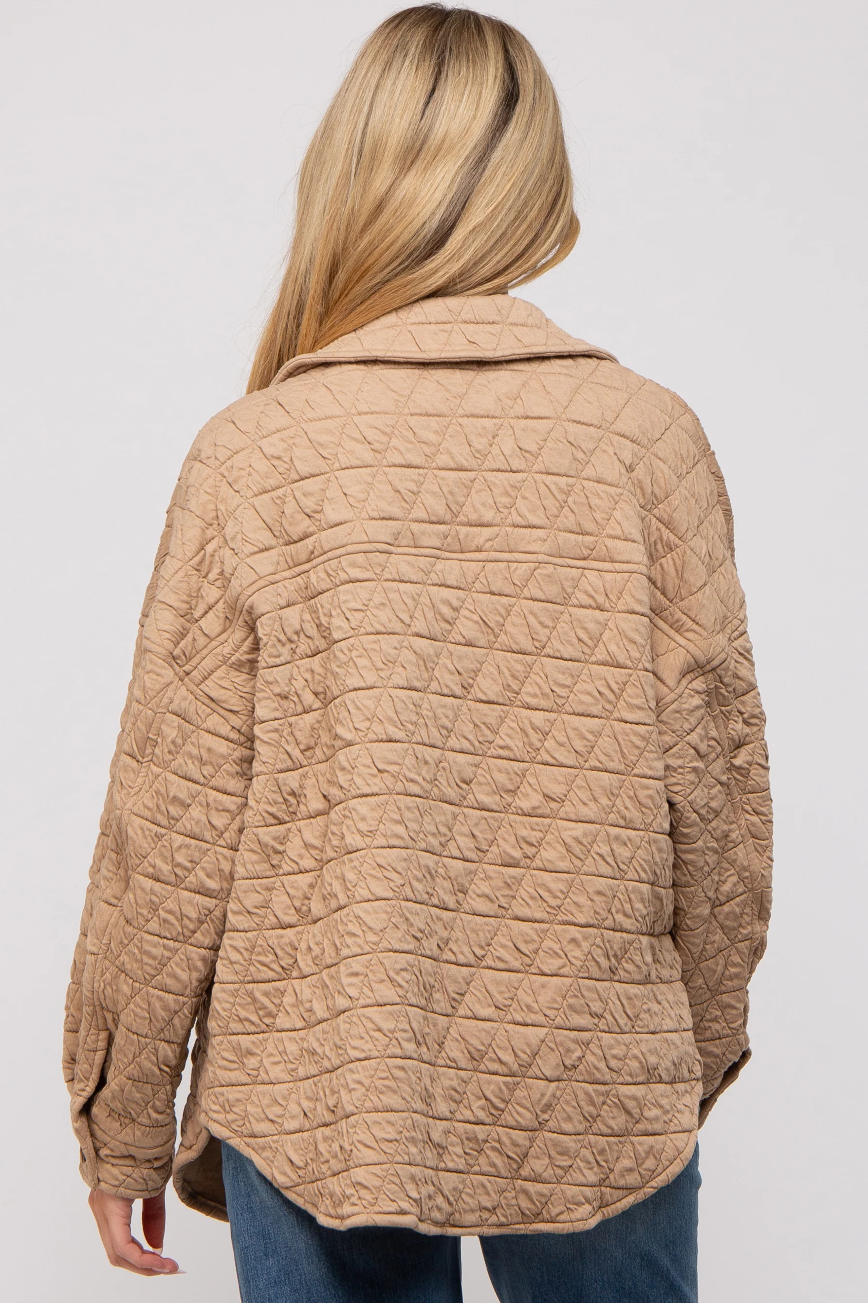 Taupe Quilted Maternity Jacket - Image 3
