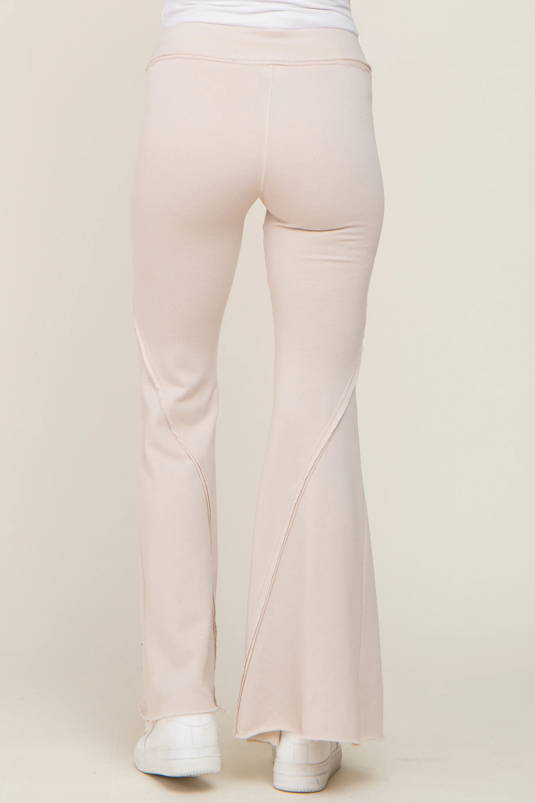 Taupe Terry Flare Maternity Lounge Pants - Image 5