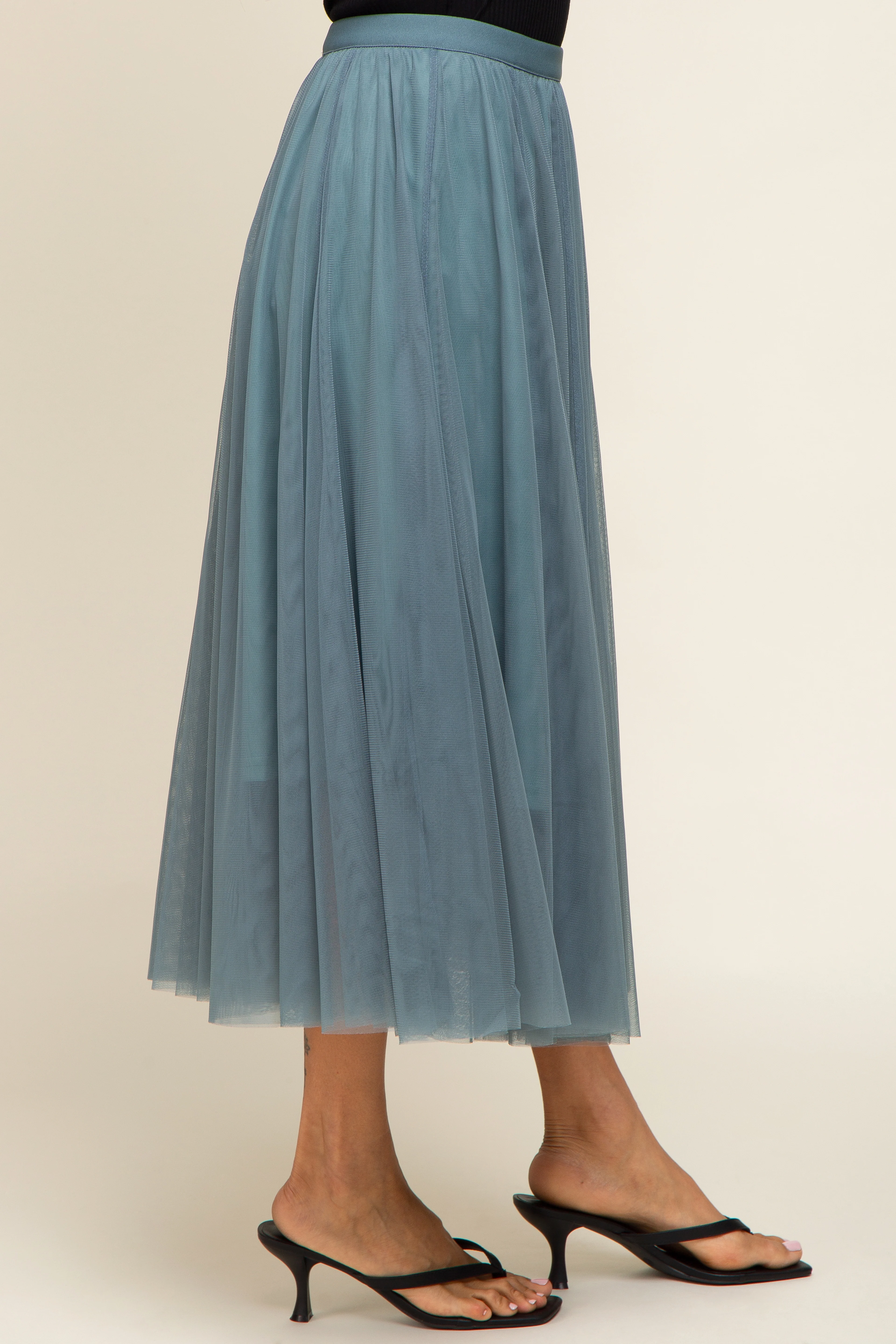 Teal Tulle Midi Skirt - Image 4