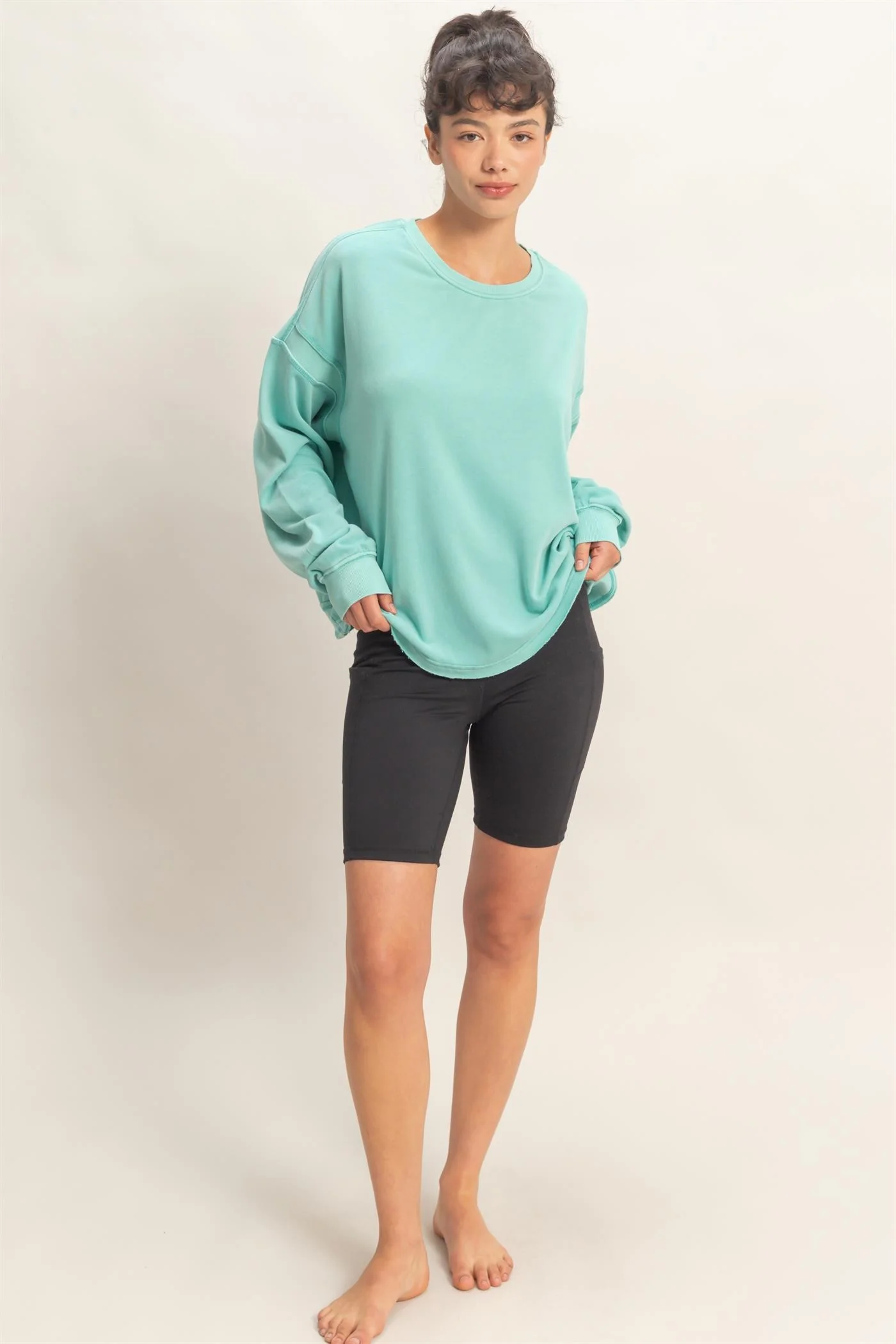 Turquoise Oversized Cutout Back Sweatshirt - Image 4