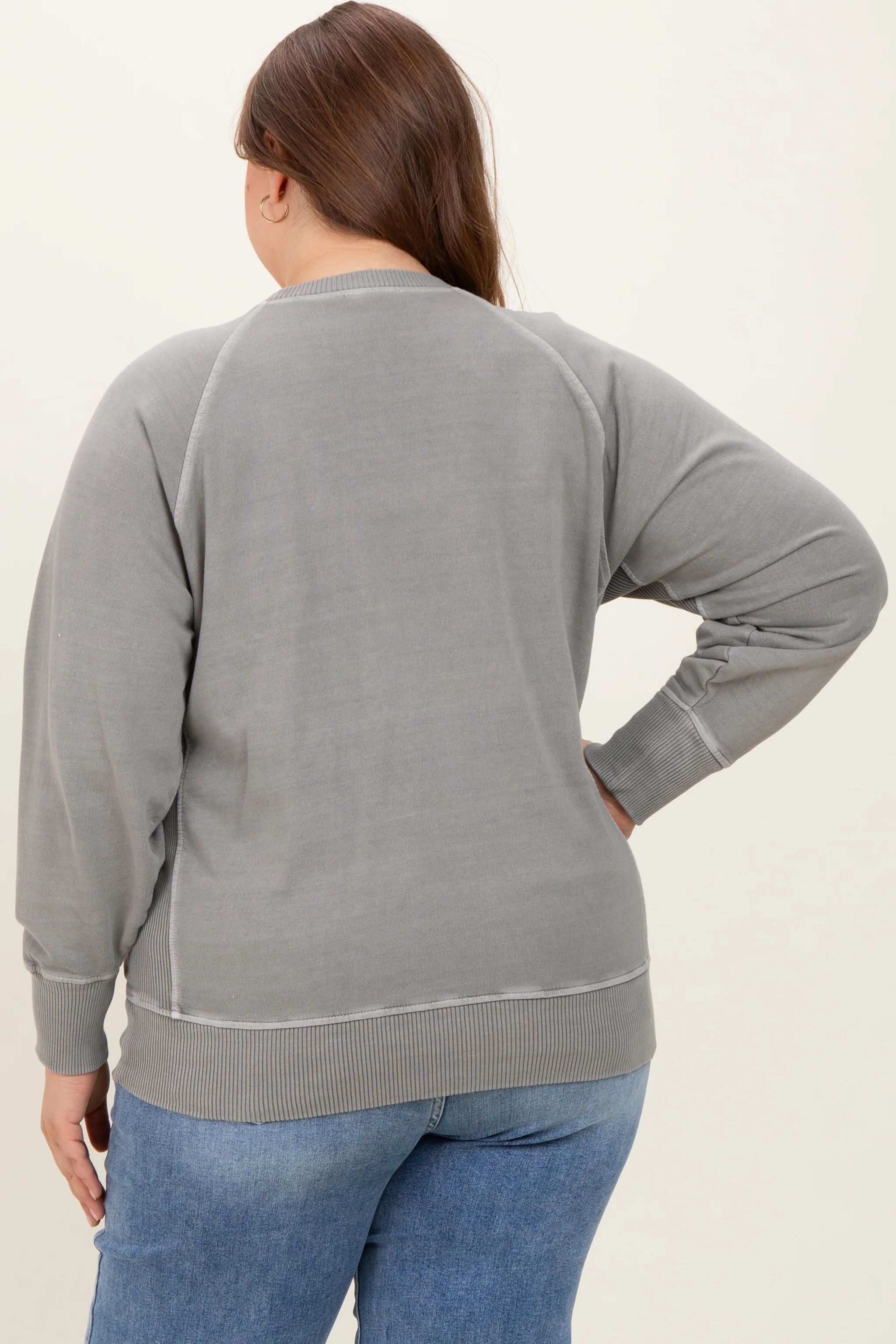 Vintage Wash French Terry Maternity Plus Pullover - Image 4