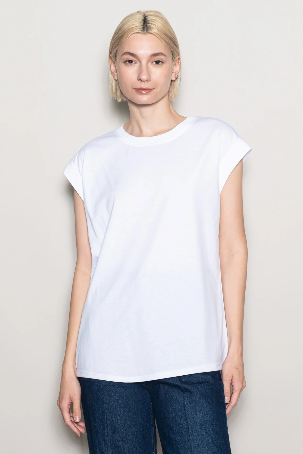 White Crew Neck Muscle Tee - Image 2