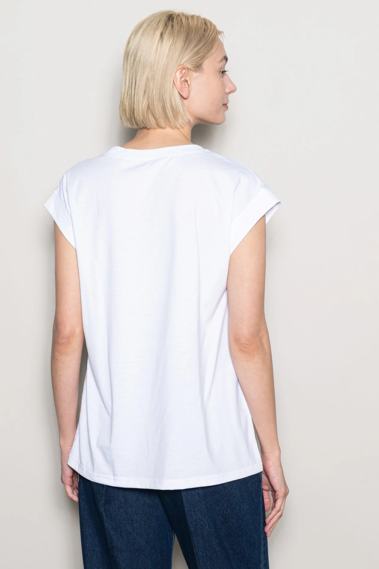 White Crew Neck Muscle Tee - Image 4