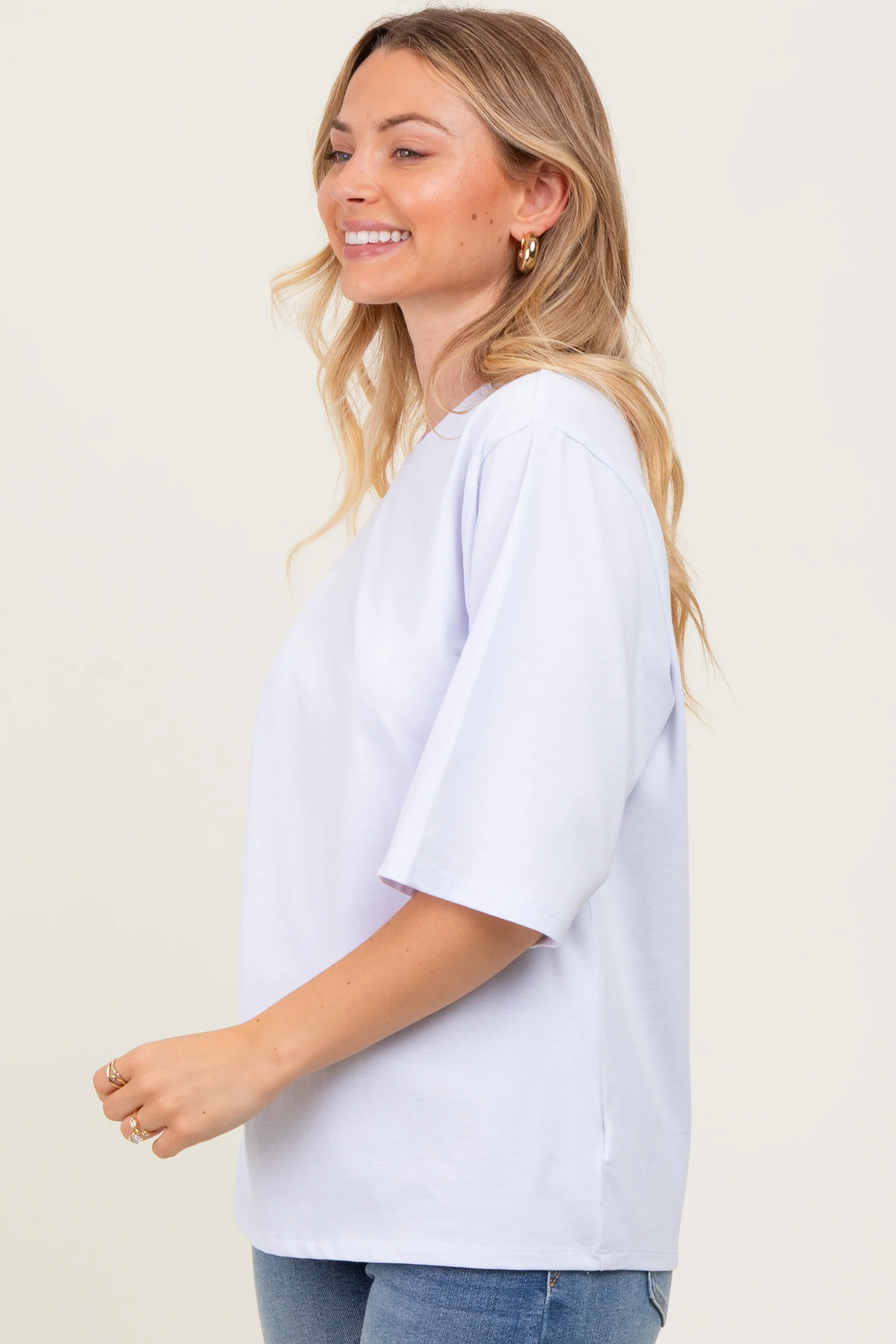 White Crew Neck Oversized Tee - Image 3