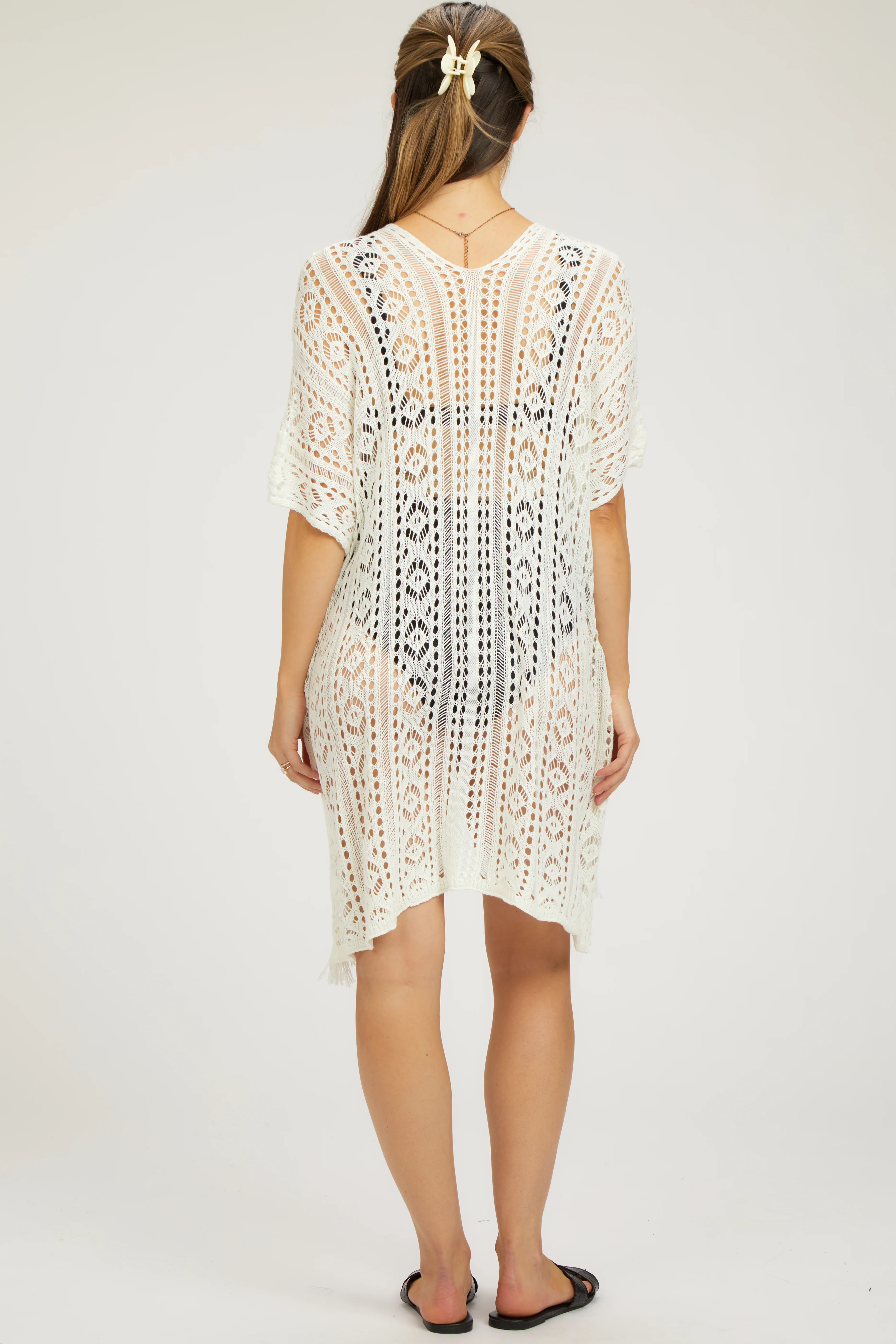White Crochet Knit Maternity Swim Cover Up - Image 3