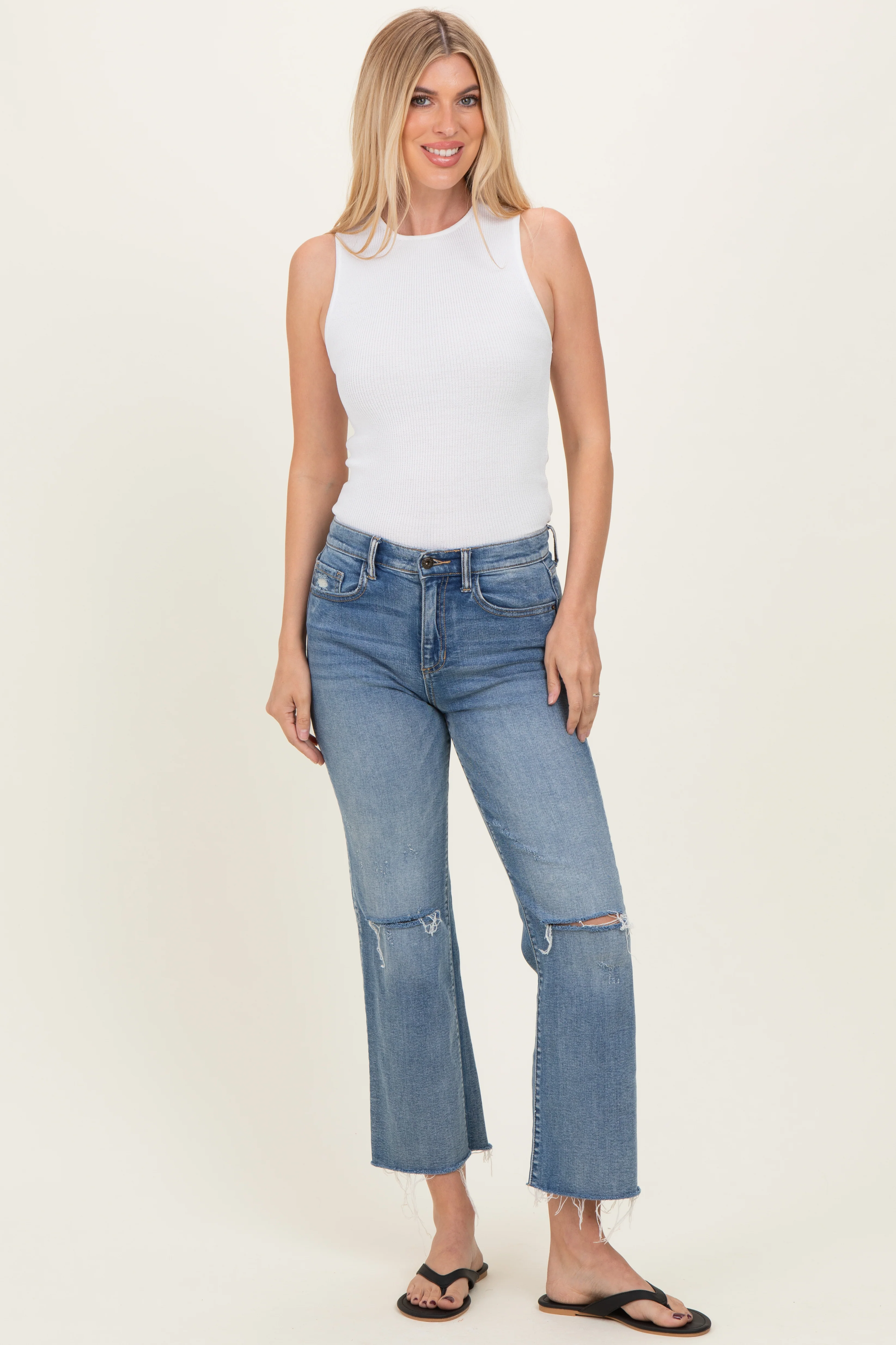 White Ribbed Knit Tank Top - Image 8
