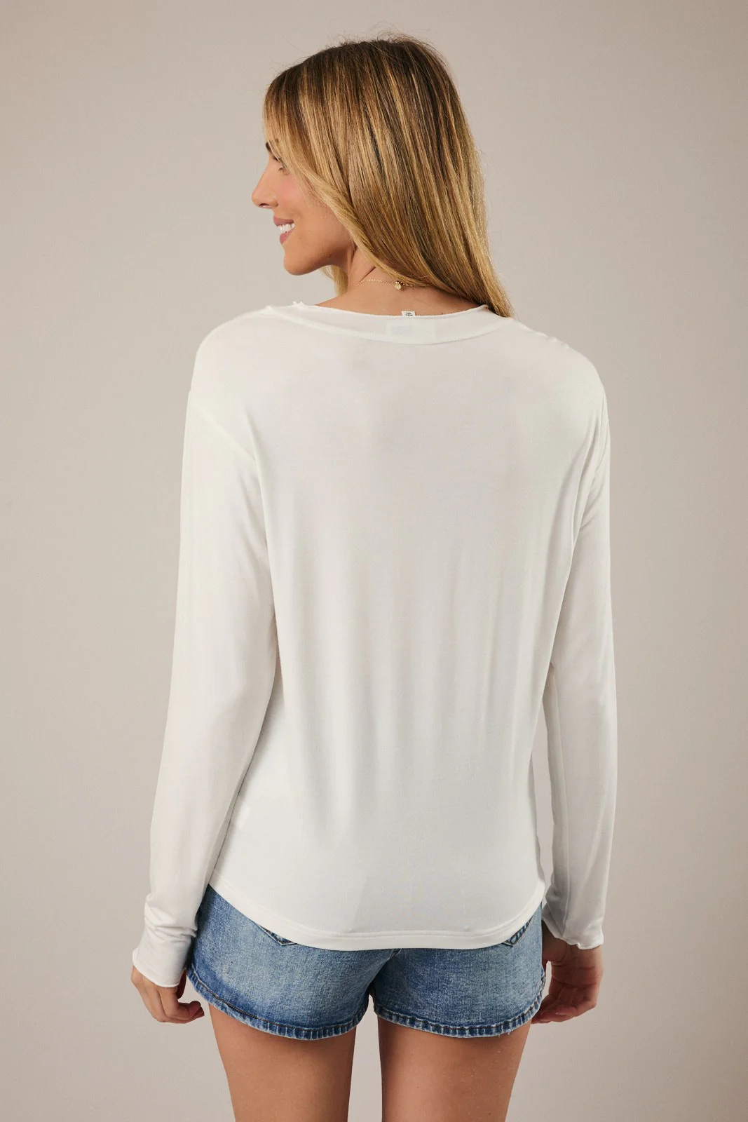 White Ruffle Detail Long Sleeve Top - Image 4