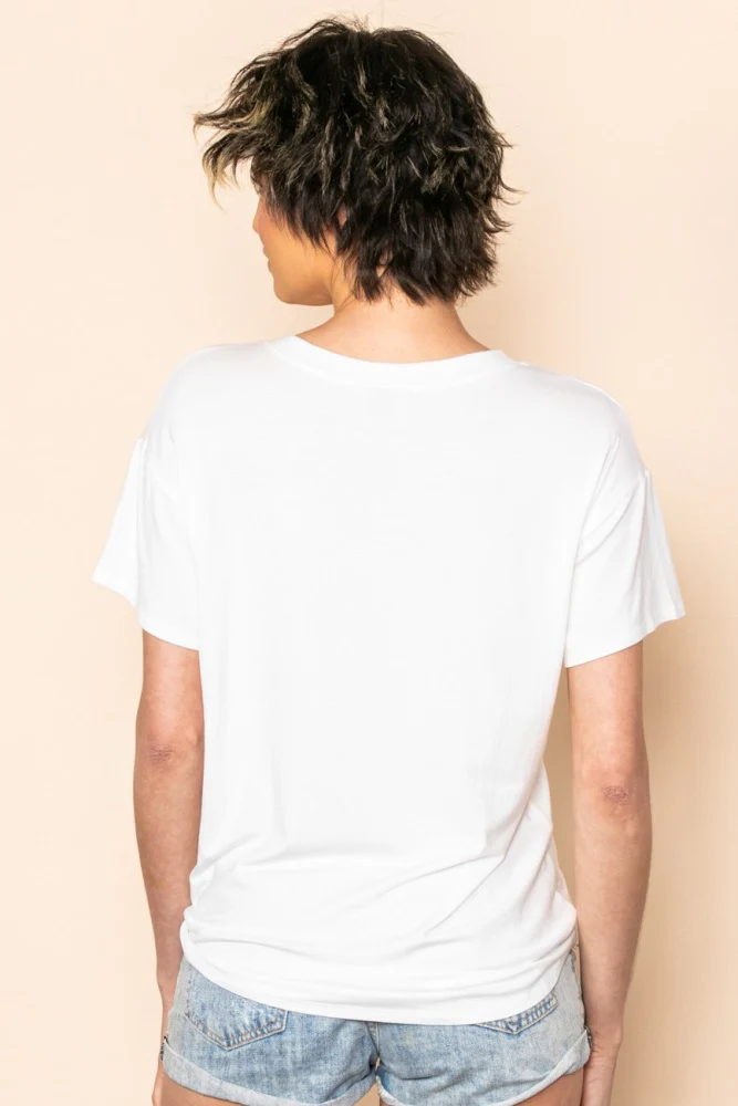 White Scoop Neck Basic Tee - Image 3