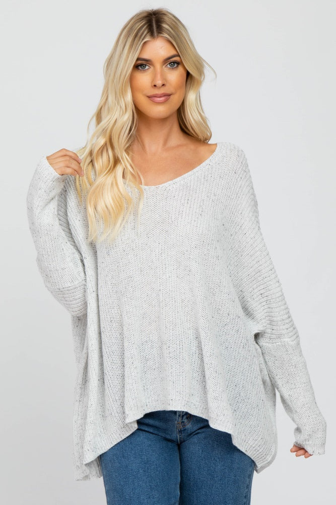 White Speckled Oversized Maternity Sweater - Image 8