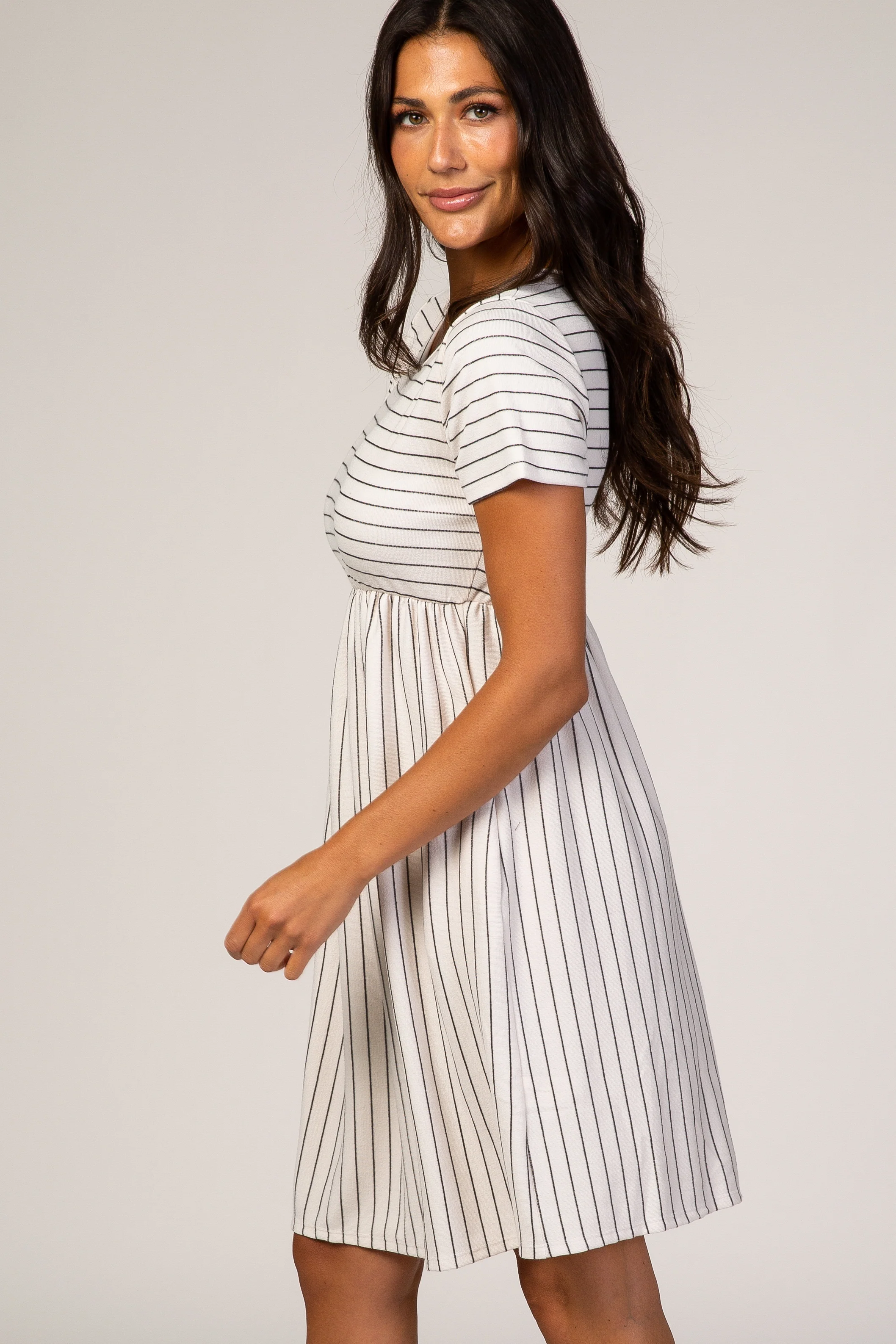 White Striped Babydoll Dress - Image 3