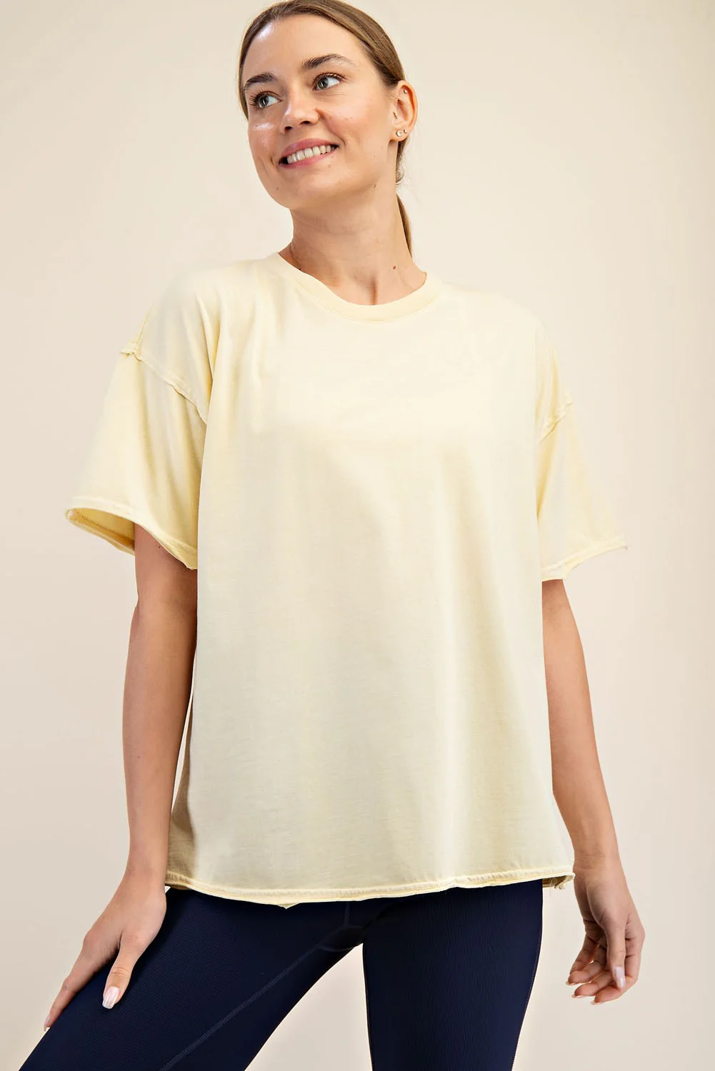 Yellow Boxy Raw Edge Maternity Short Sleeve Tee - Image 5
