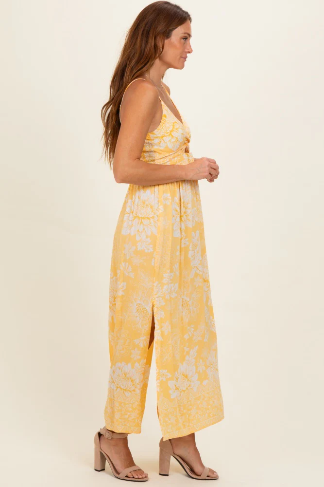 Yellow Floral Twisted Front Maxi Dress - Image 2