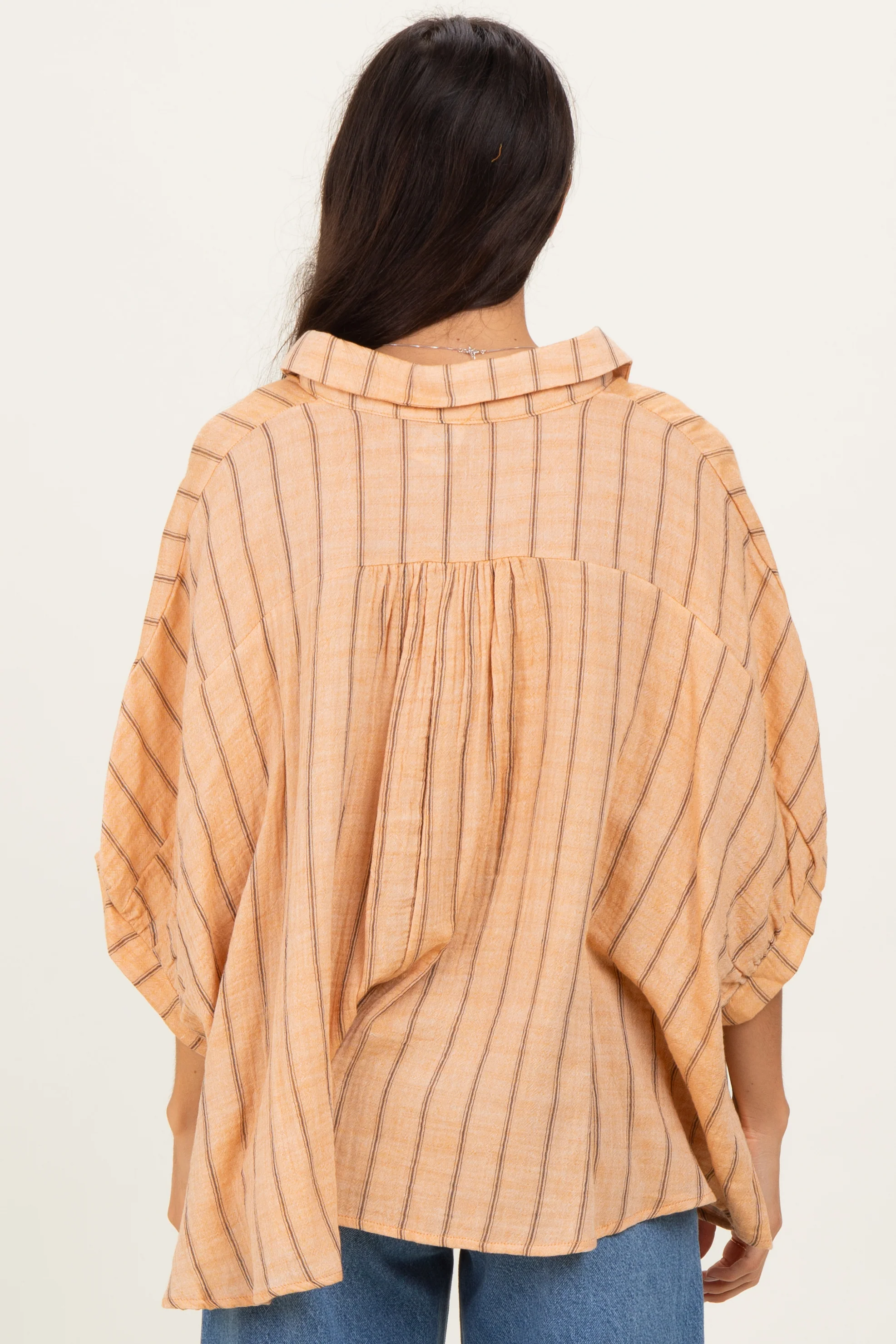 Yellow Striped Collared Oversized Top - Image 3