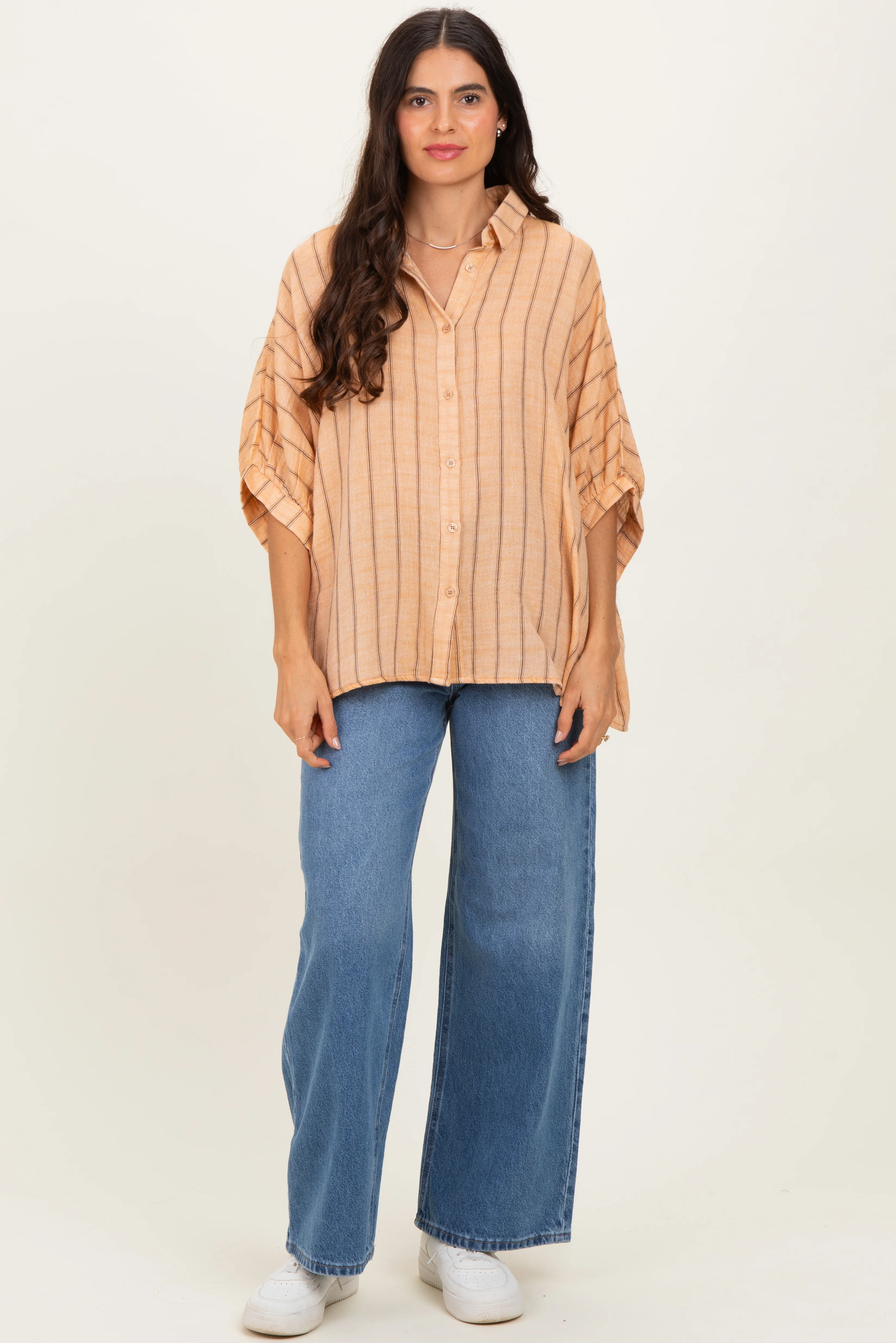 Yellow Striped Collared Oversized Top - Image 4